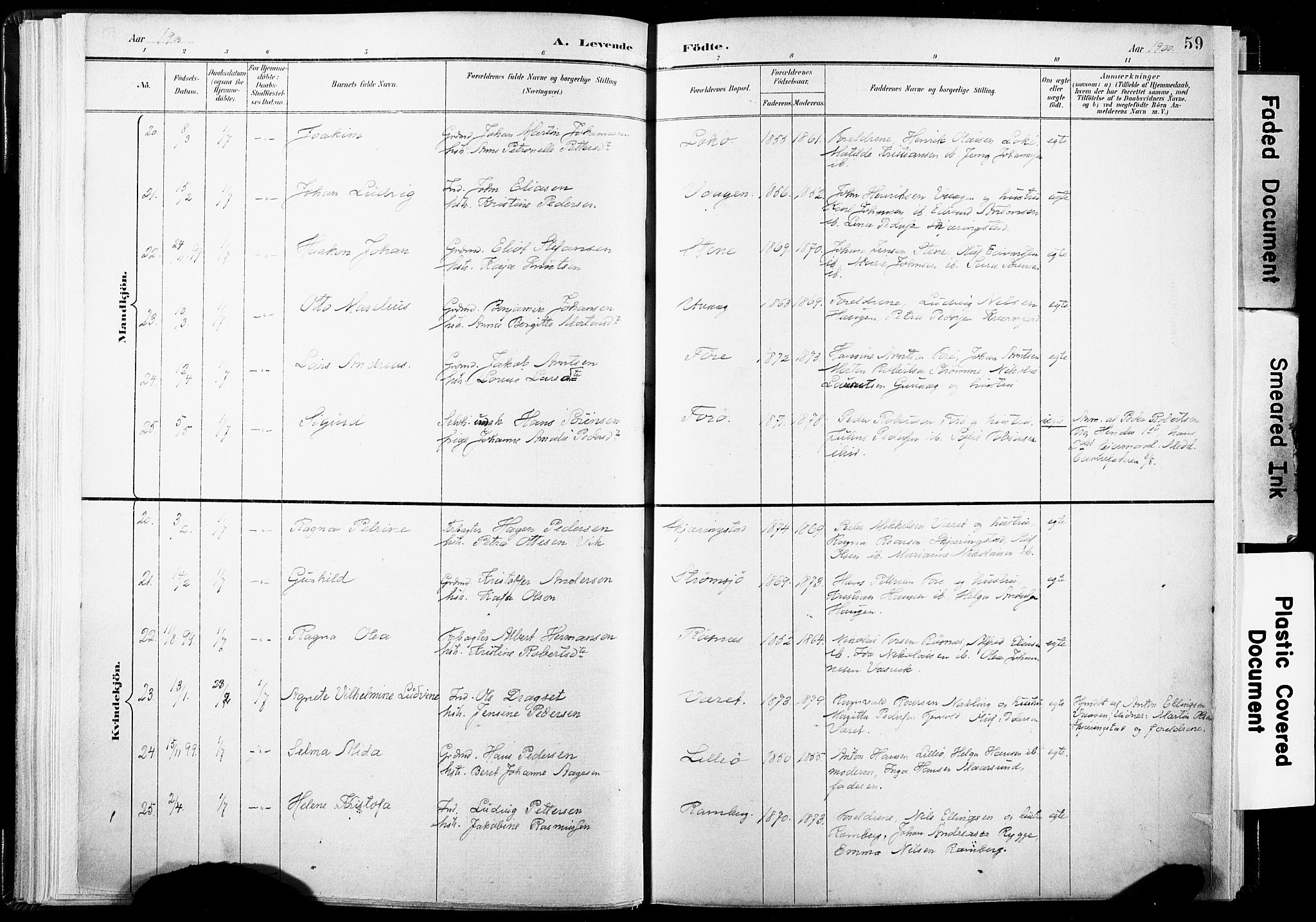 Ministerialprotokoller, klokkerbøker og fødselsregistre - Nordland, AV/SAT-A-1459/891/L1304: Parish register (official) no. 891A09, 1895-1921, p. 59