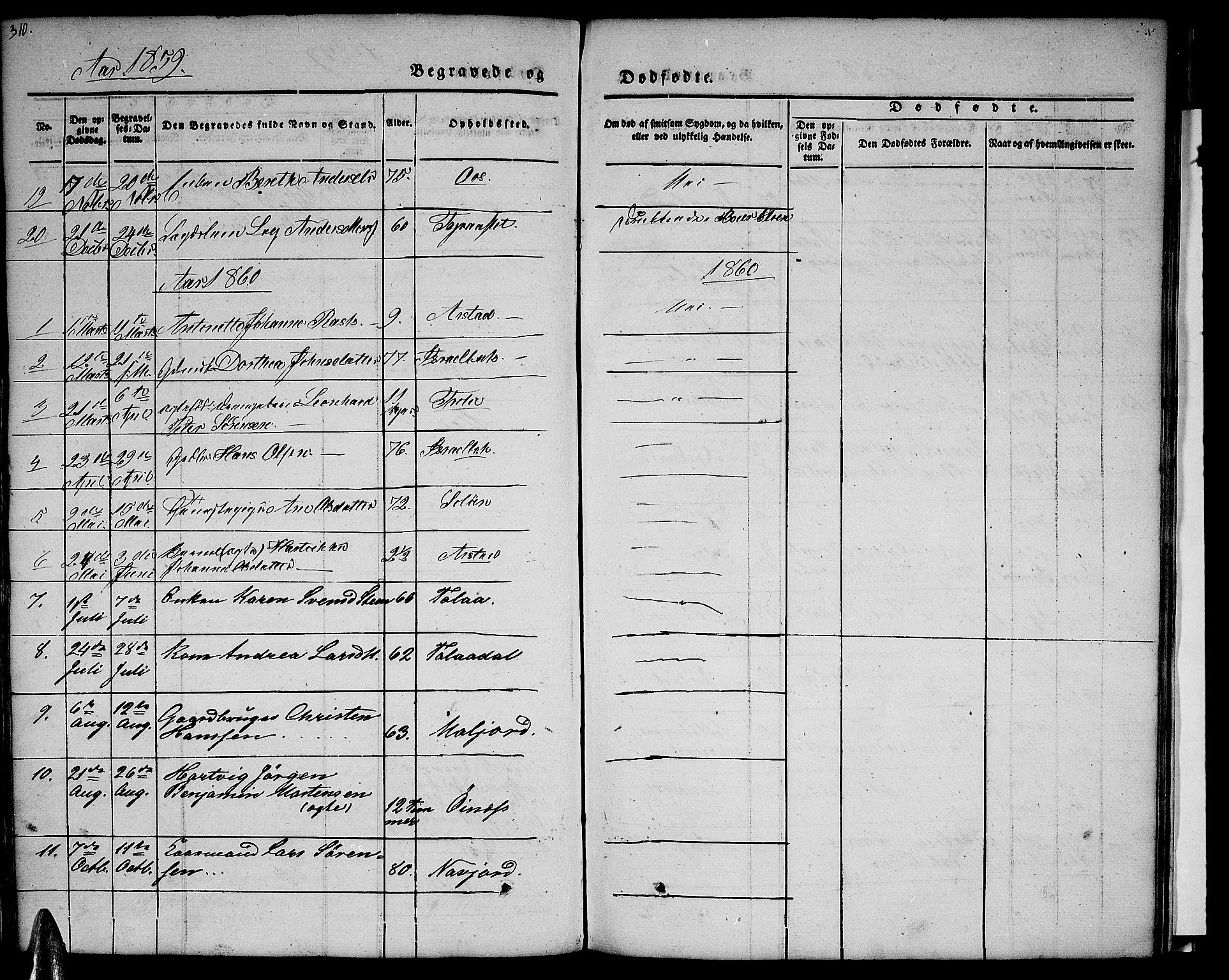 Ministerialprotokoller, klokkerbøker og fødselsregistre - Nordland, AV/SAT-A-1459/846/L0652: Parish register (copy) no. 846C02, 1841-1871, p. 310