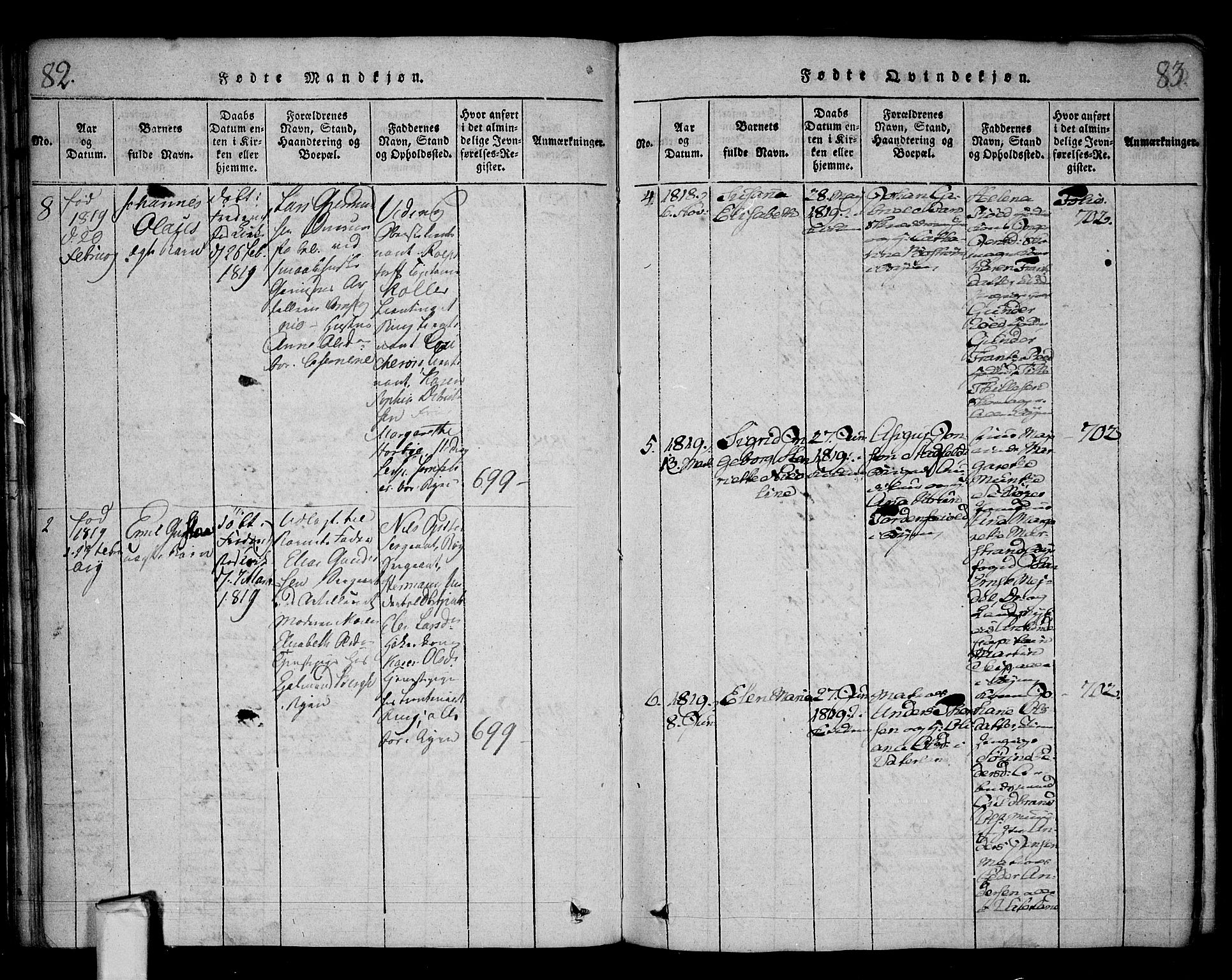 Fredrikstad prestekontor Kirkebøker, AV/SAO-A-11082/F/Fa/L0004: Parish register (official) no. 4, 1816-1834, p. 82-83