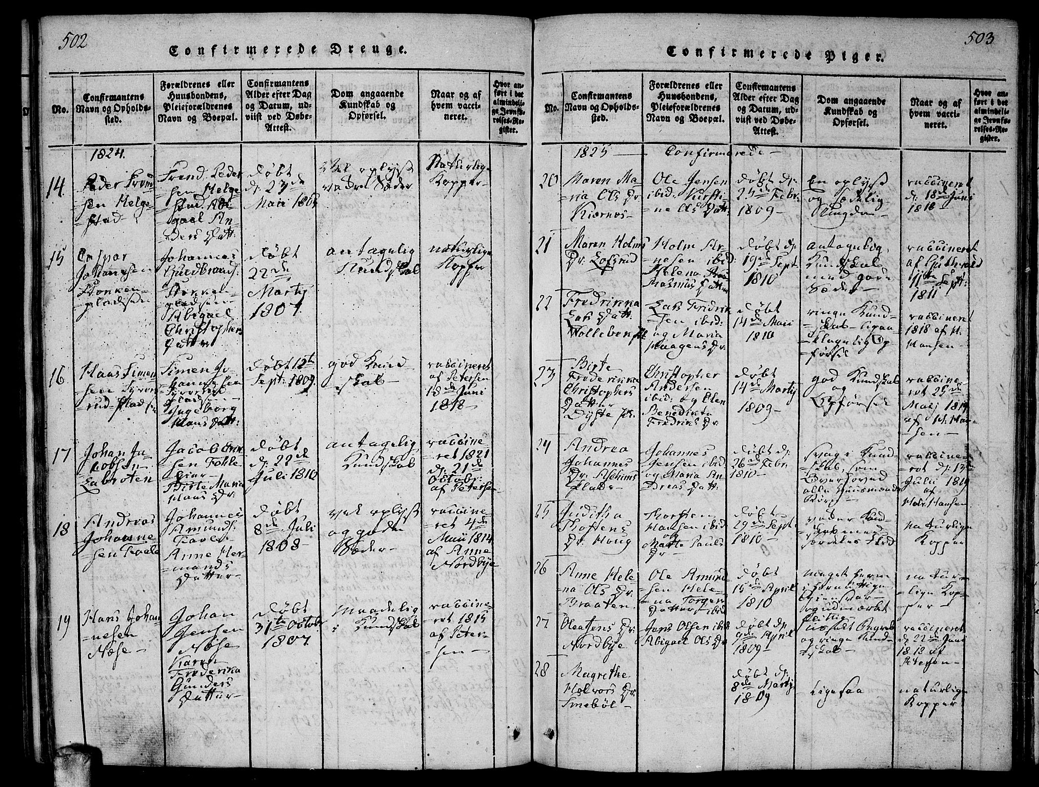 Ås prestekontor Kirkebøker, AV/SAO-A-10894/F/Fa/L0004: Parish register (official) no. I 4, 1818-1826, p. 502-503