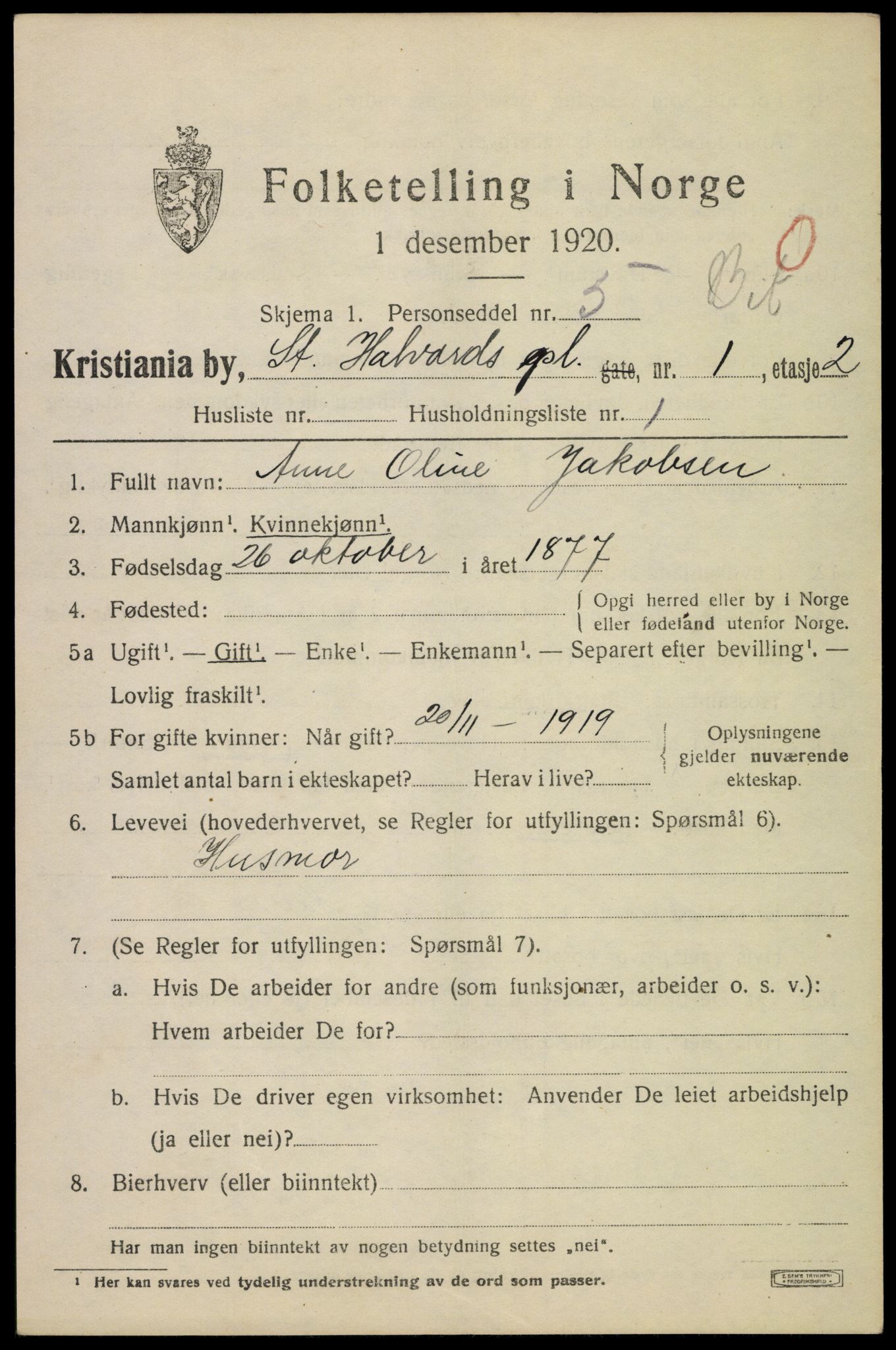 SAO, 1920 census for Kristiania, 1920, p. 534023