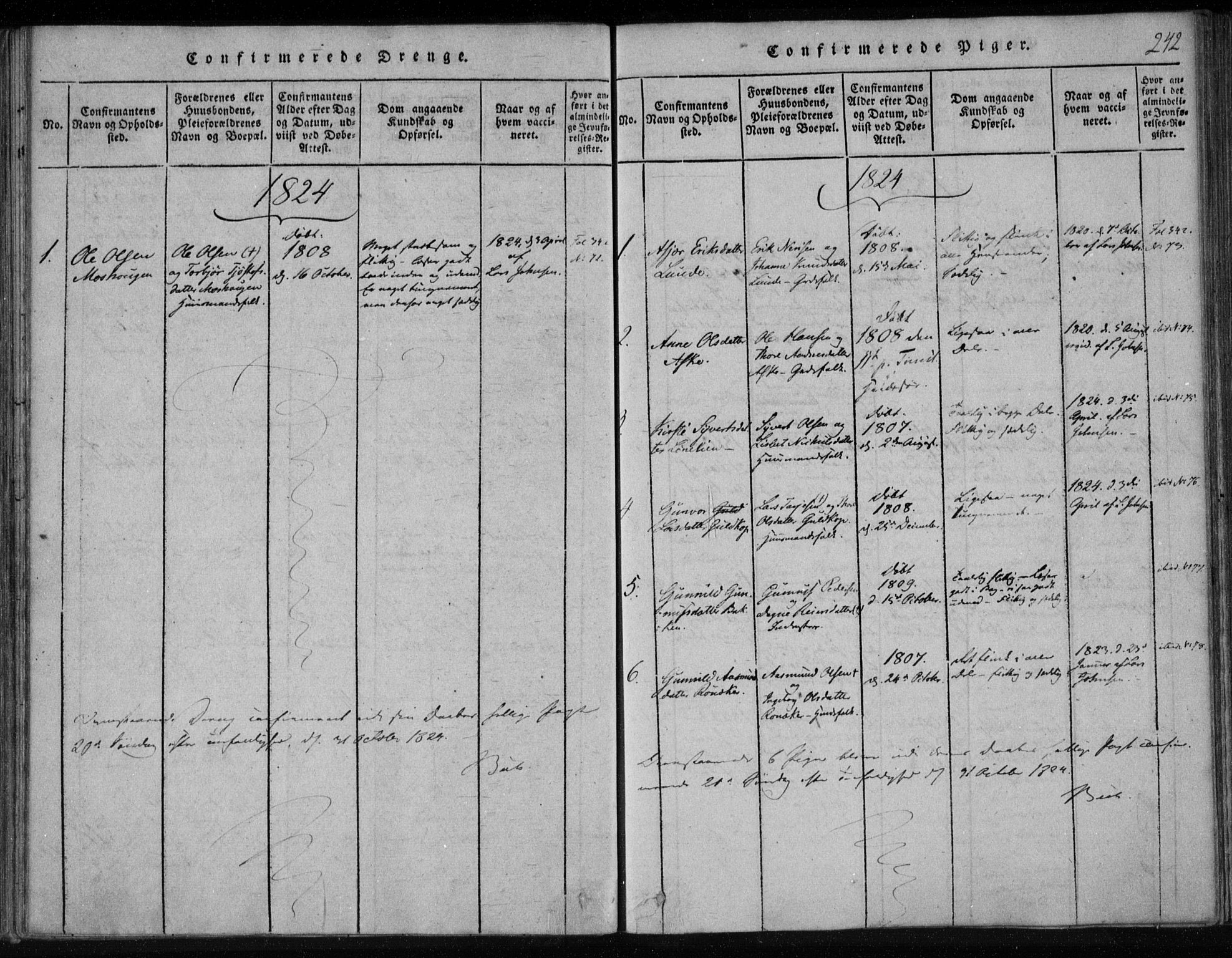 Lårdal kirkebøker, SAKO/A-284/F/Fa/L0005: Parish register (official) no. I 5, 1815-1860, p. 242