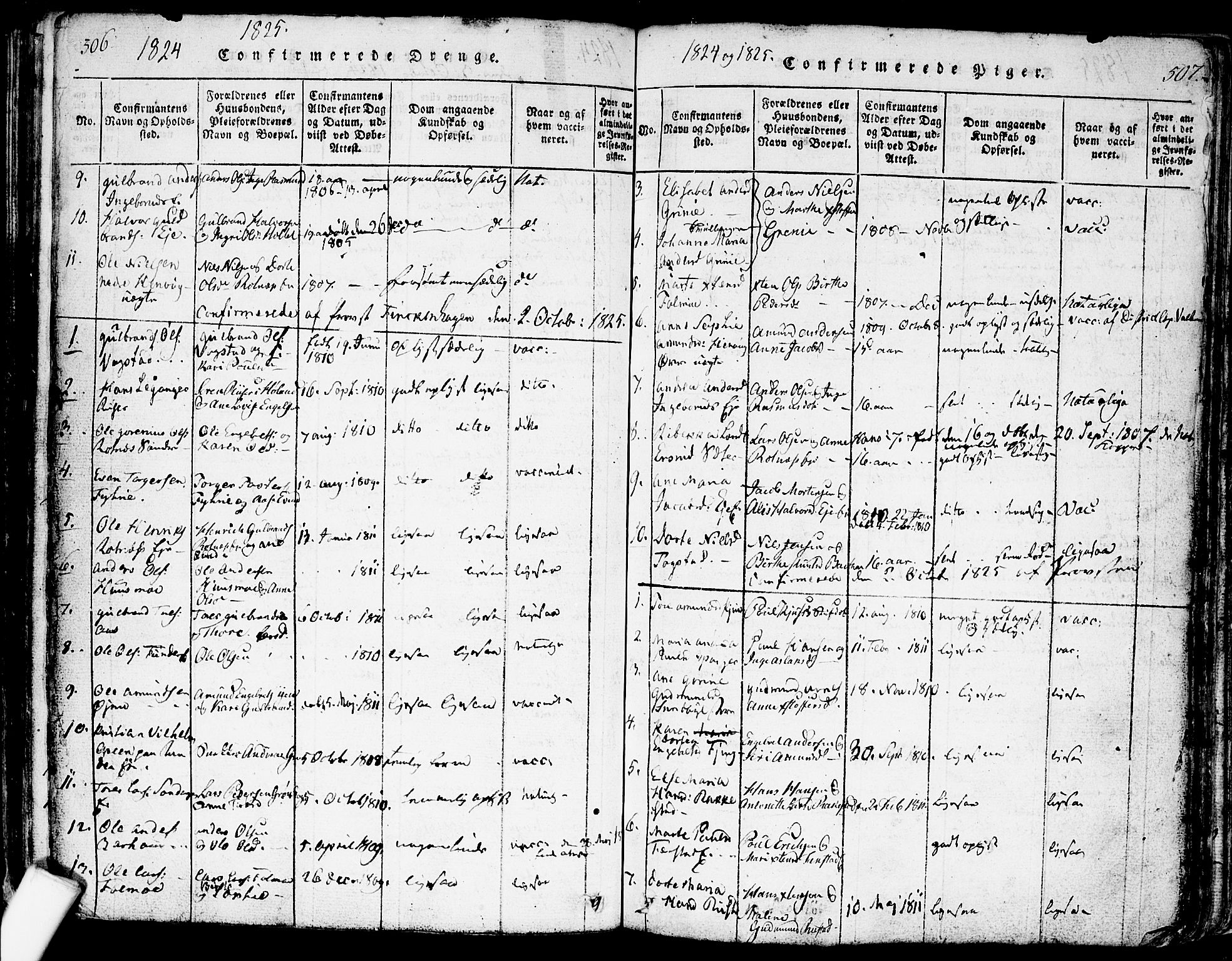 Nes prestekontor Kirkebøker, SAO/A-10410/F/Fa/L0005: Parish register (official) no. I 5, 1815-1835, p. 506-507