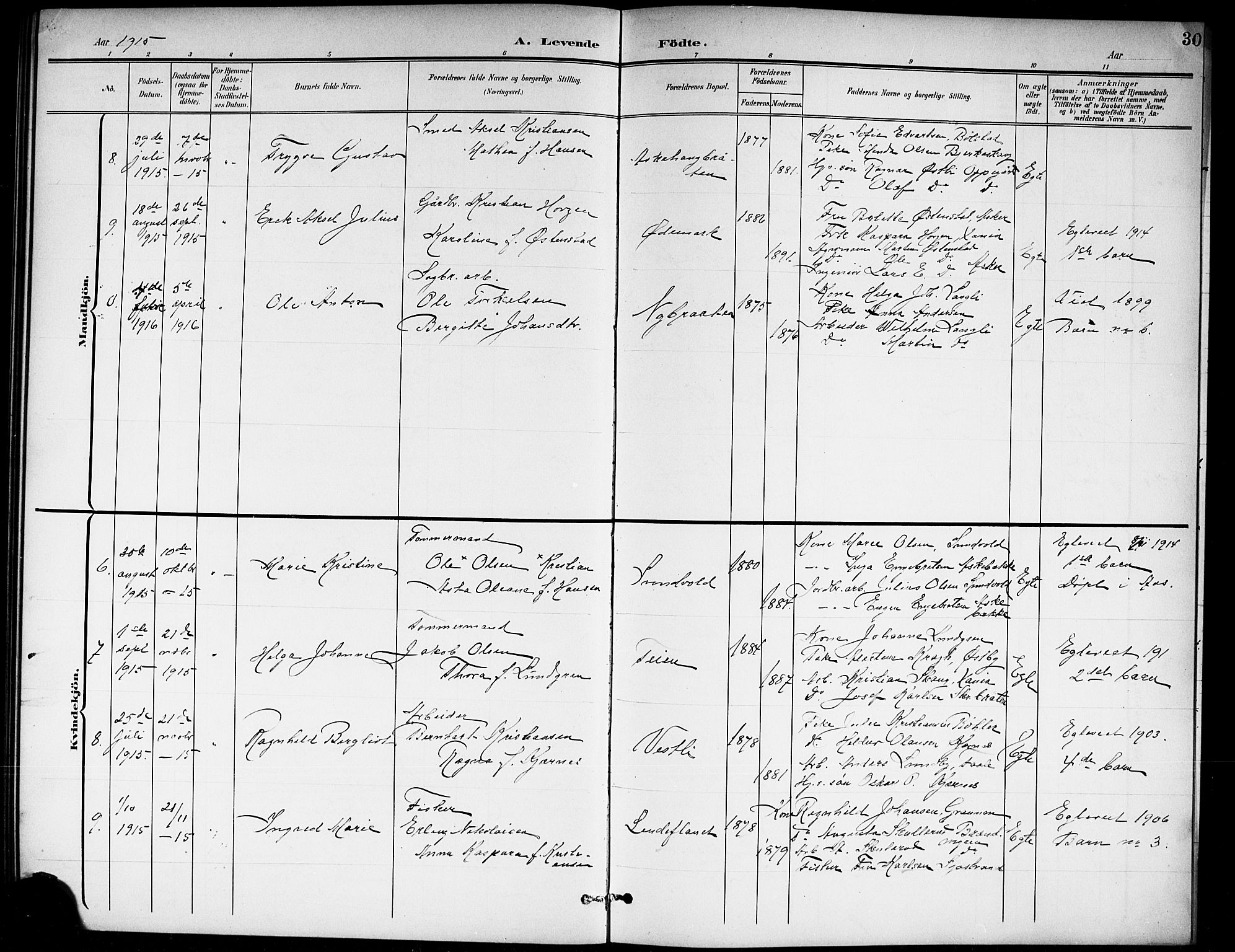 Ås prestekontor Kirkebøker, AV/SAO-A-10894/G/Gb/L0001: Parish register (copy) no. II 1, 1901-1920, p. 30