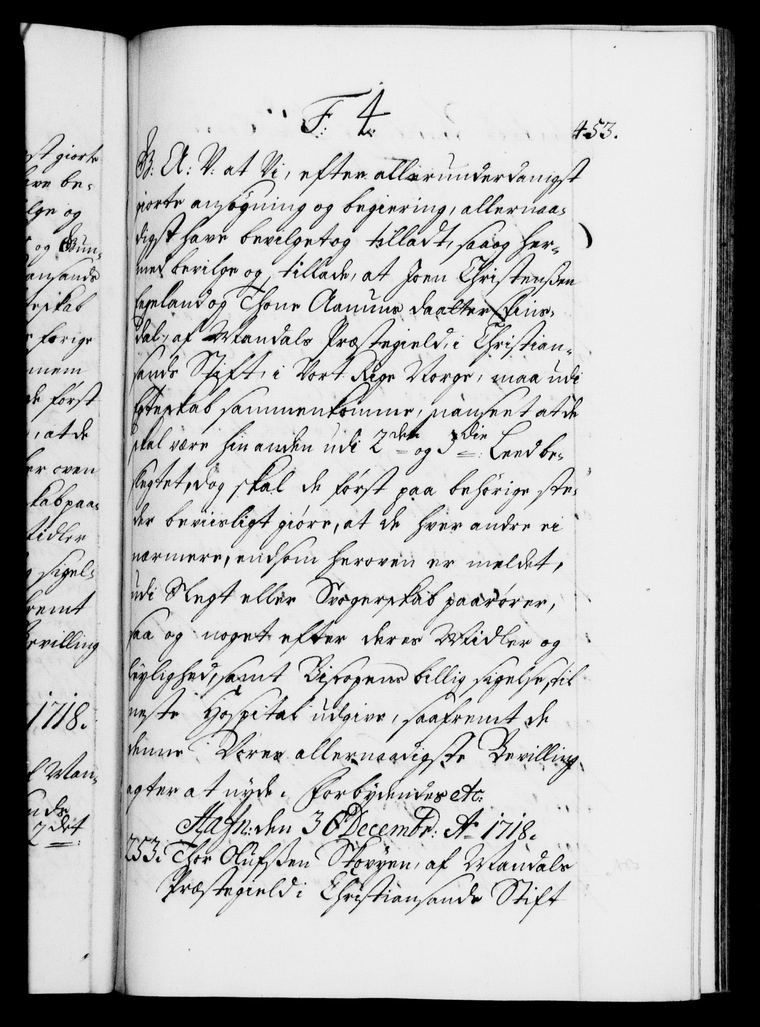 Danske Kanselli 1572-1799, AV/RA-EA-3023/F/Fc/Fca/Fcaa/L0022: Norske registre, 1716-1719, p. 453a