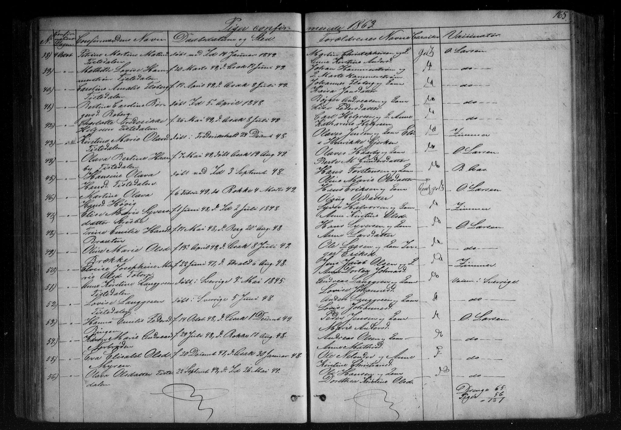 Berg prestekontor Kirkebøker, AV/SAO-A-10902/F/Fa/L0005: Parish register (official) no. I 5, 1861-1877, p. 165