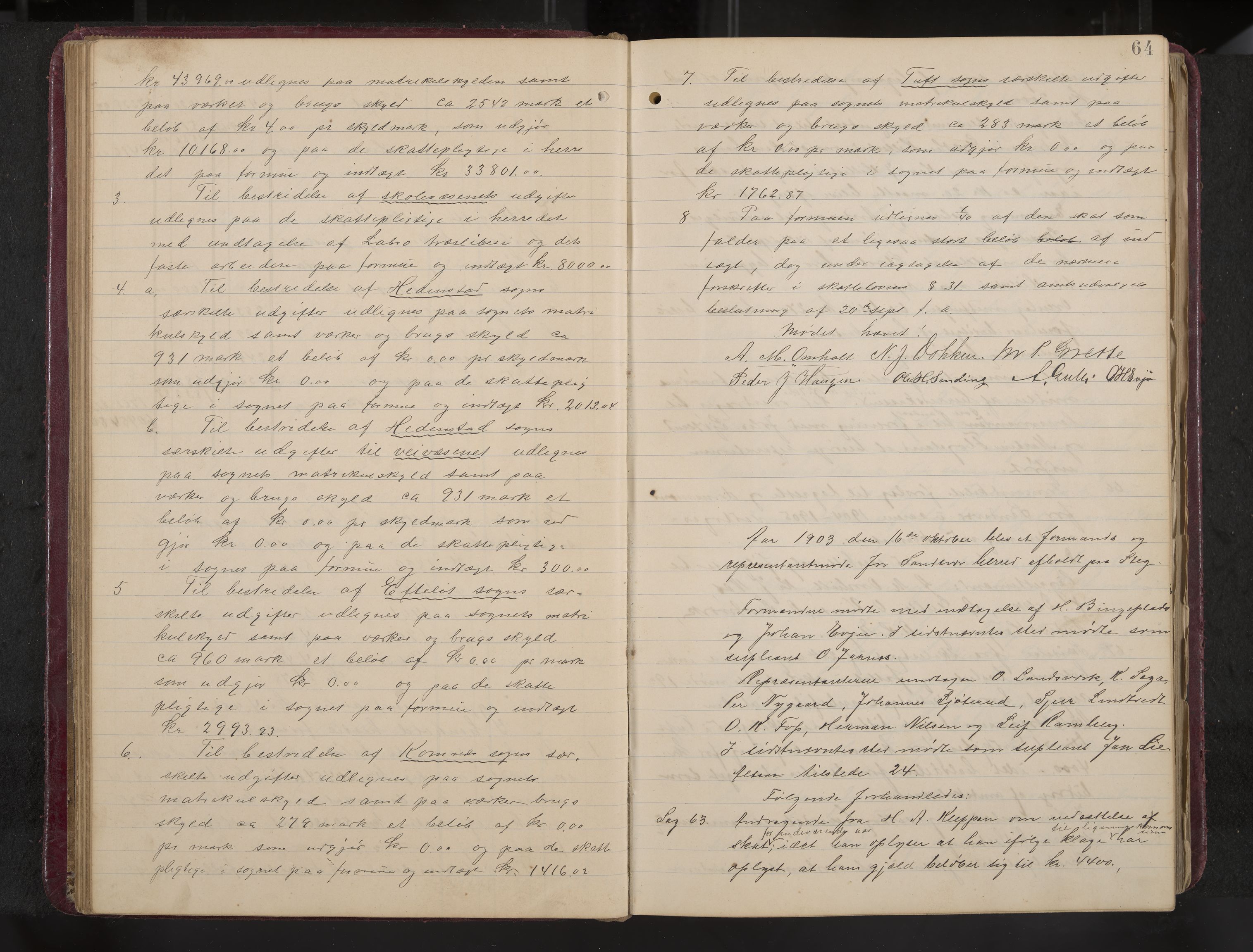 Ytre Sandsvær formannskap og sentraladministrasjon, IKAK/0629021/A/Aa/L0001: Møtebok med register, 1902-1919, p. 64