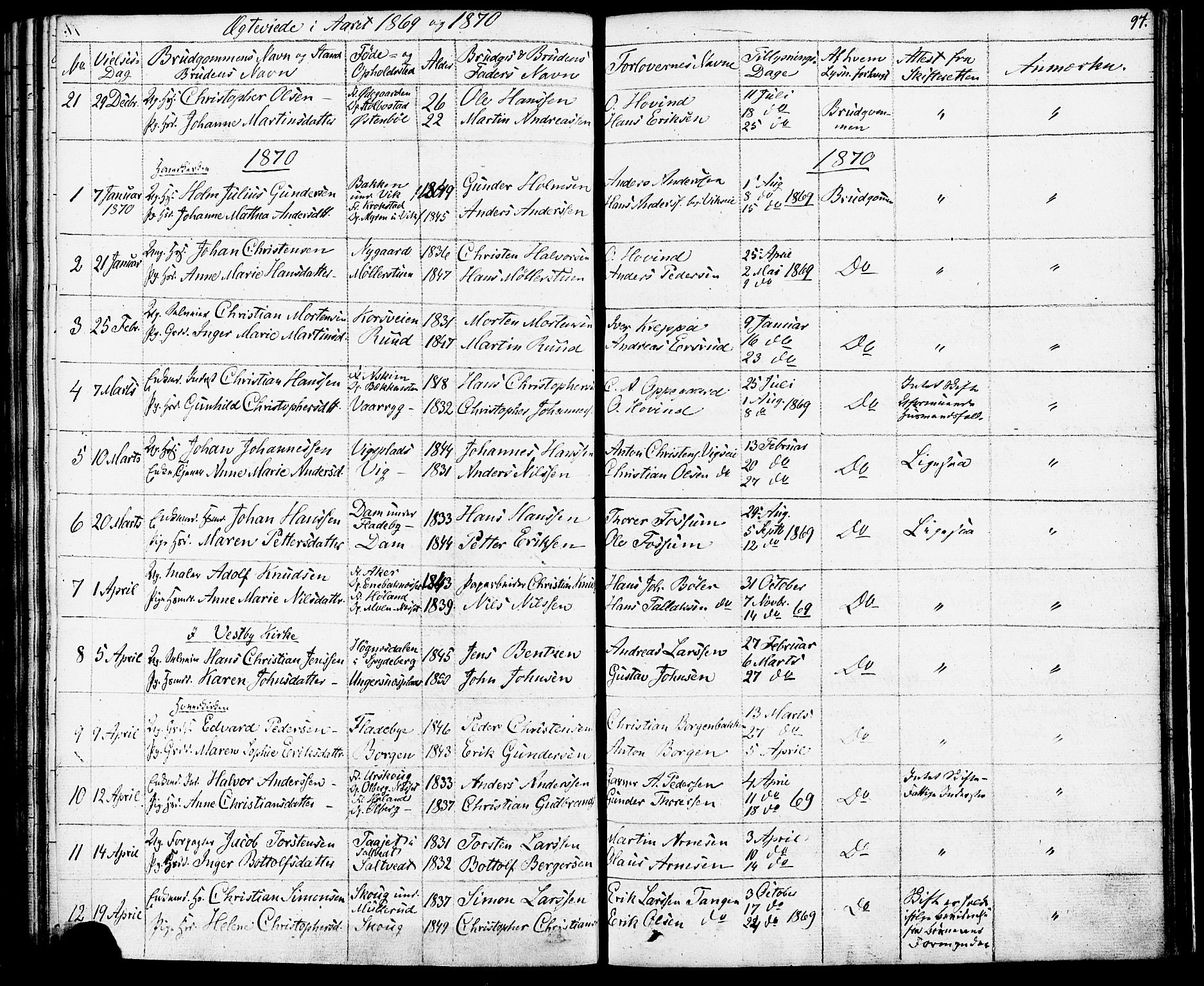 Enebakk prestekontor Kirkebøker, SAO/A-10171c/F/Fa/L0012: Parish register (official) no. I 12, 1832-1882, p. 97