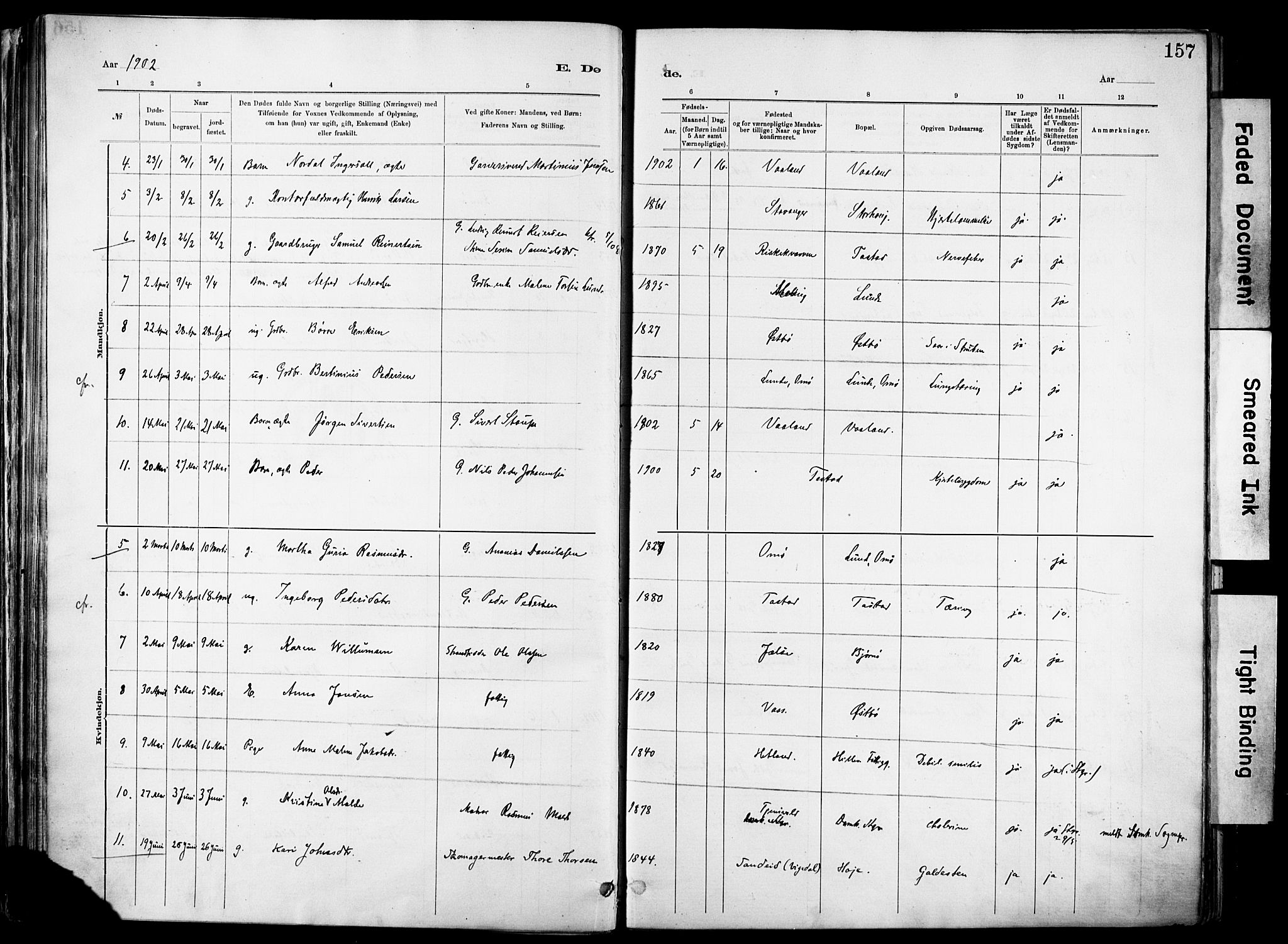 Hetland sokneprestkontor, SAST/A-101826/30/30BA/L0012: Parish register (official) no. A 12, 1882-1912, p. 157