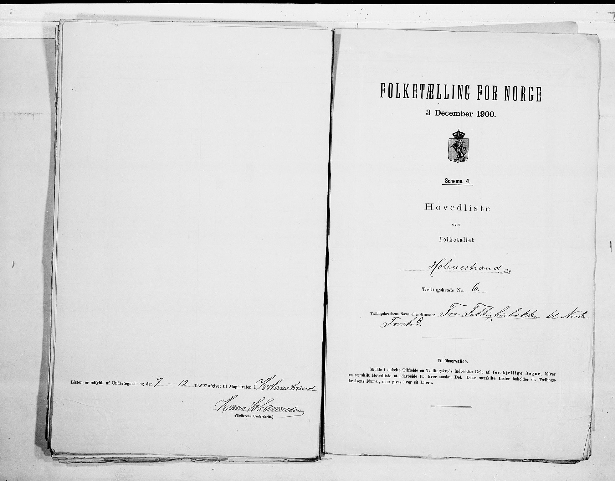 RA, 1900 census for Holmestrand, 1900, p. 14