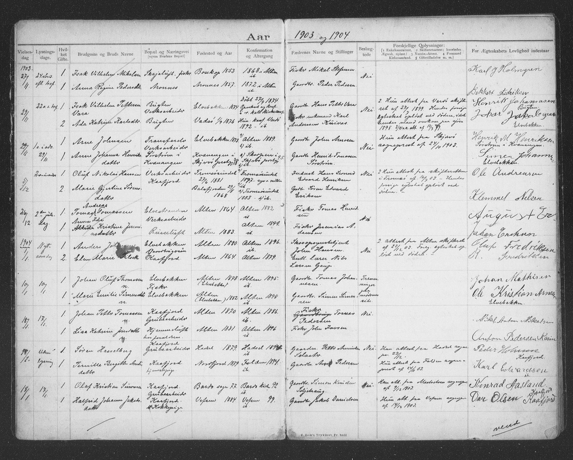 Alta sokneprestkontor, AV/SATØ-S-1338/I/Ib/L0045: Banns register no. 45, 1903-1921