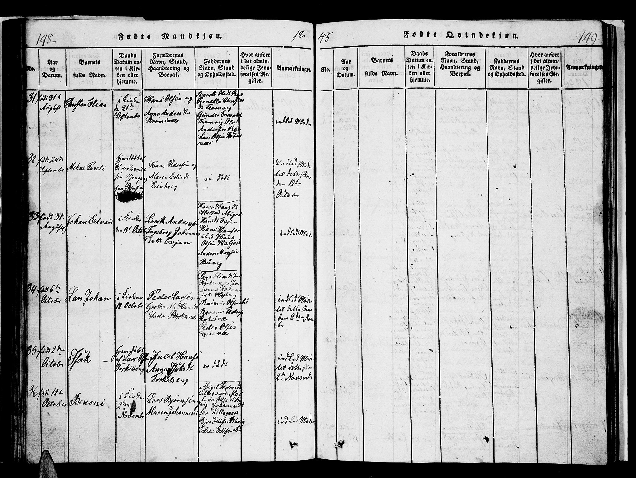 Ministerialprotokoller, klokkerbøker og fødselsregistre - Nordland, AV/SAT-A-1459/853/L0773: Parish register (copy) no. 853C01, 1821-1859, p. 148-149