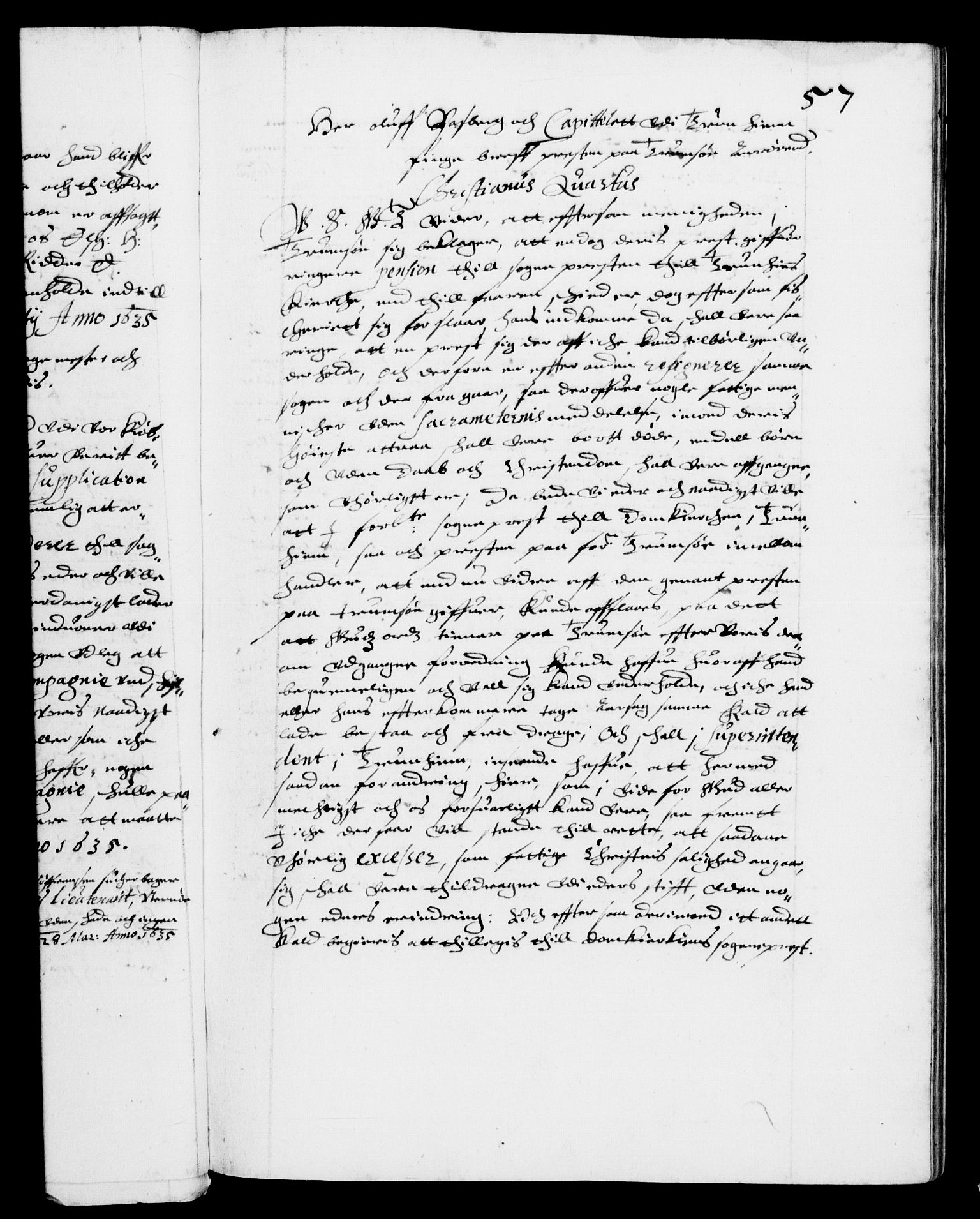 Danske Kanselli 1572-1799, AV/RA-EA-3023/F/Fc/Fca/Fcab/L0006: Norske tegnelser (mikrofilm), 1634-1639, p. 57a