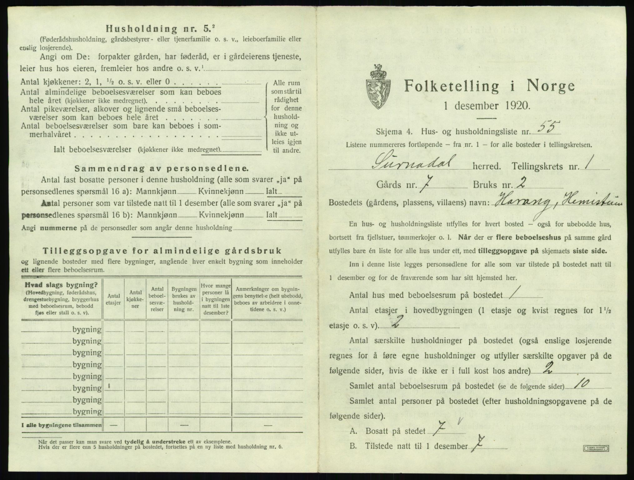 SAT, 1920 census for Surnadal, 1920, p. 151