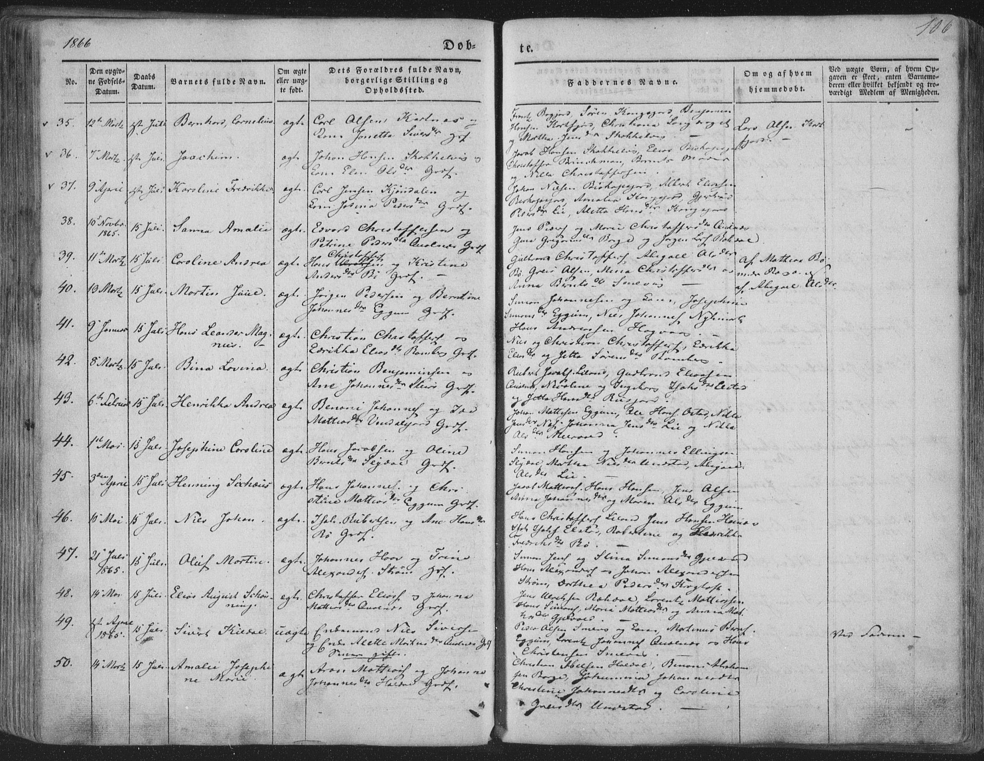 Ministerialprotokoller, klokkerbøker og fødselsregistre - Nordland, AV/SAT-A-1459/880/L1131: Parish register (official) no. 880A05, 1844-1868, p. 106