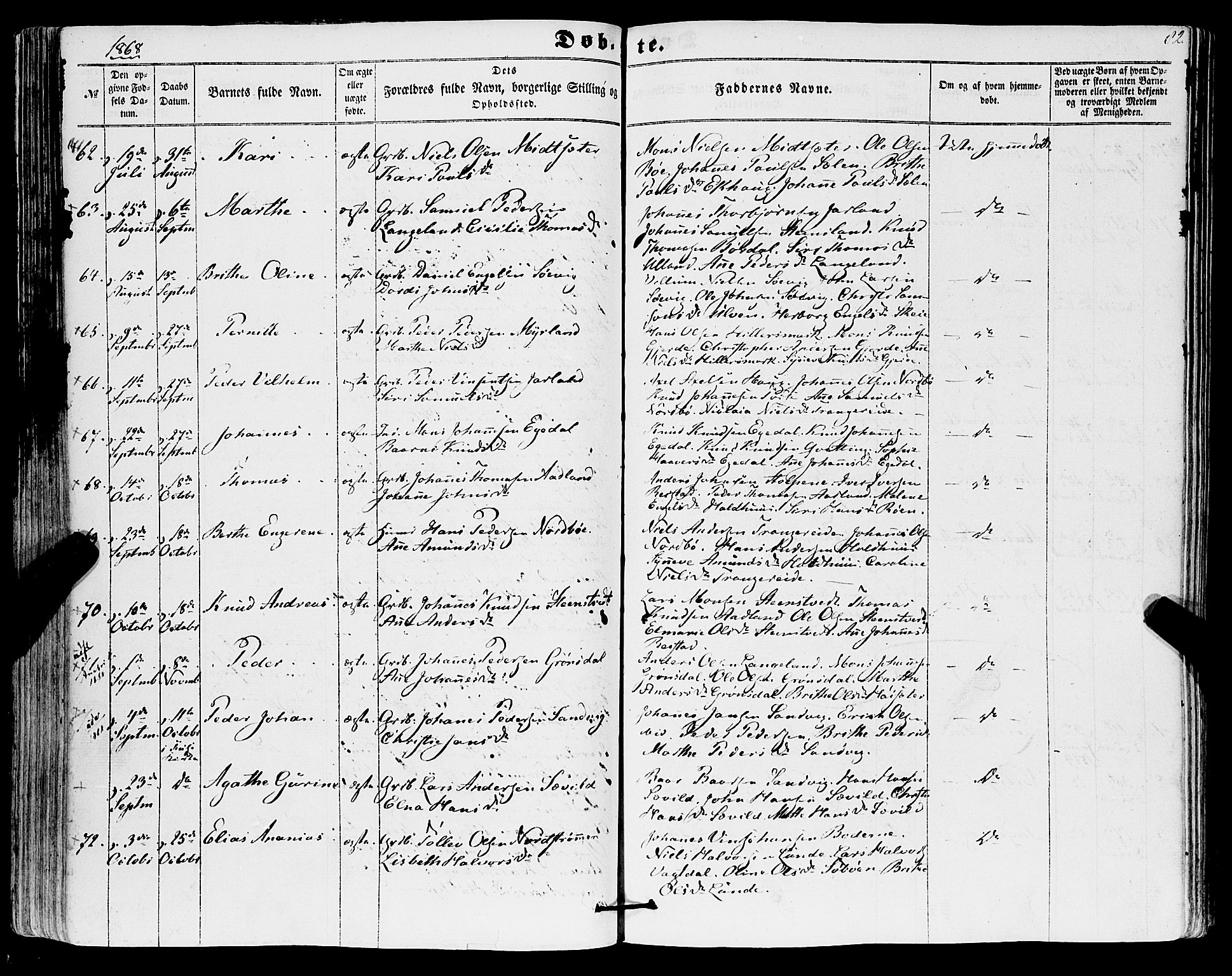 Os sokneprestembete, SAB/A-99929: Parish register (official) no. A 17, 1860-1873, p. 82