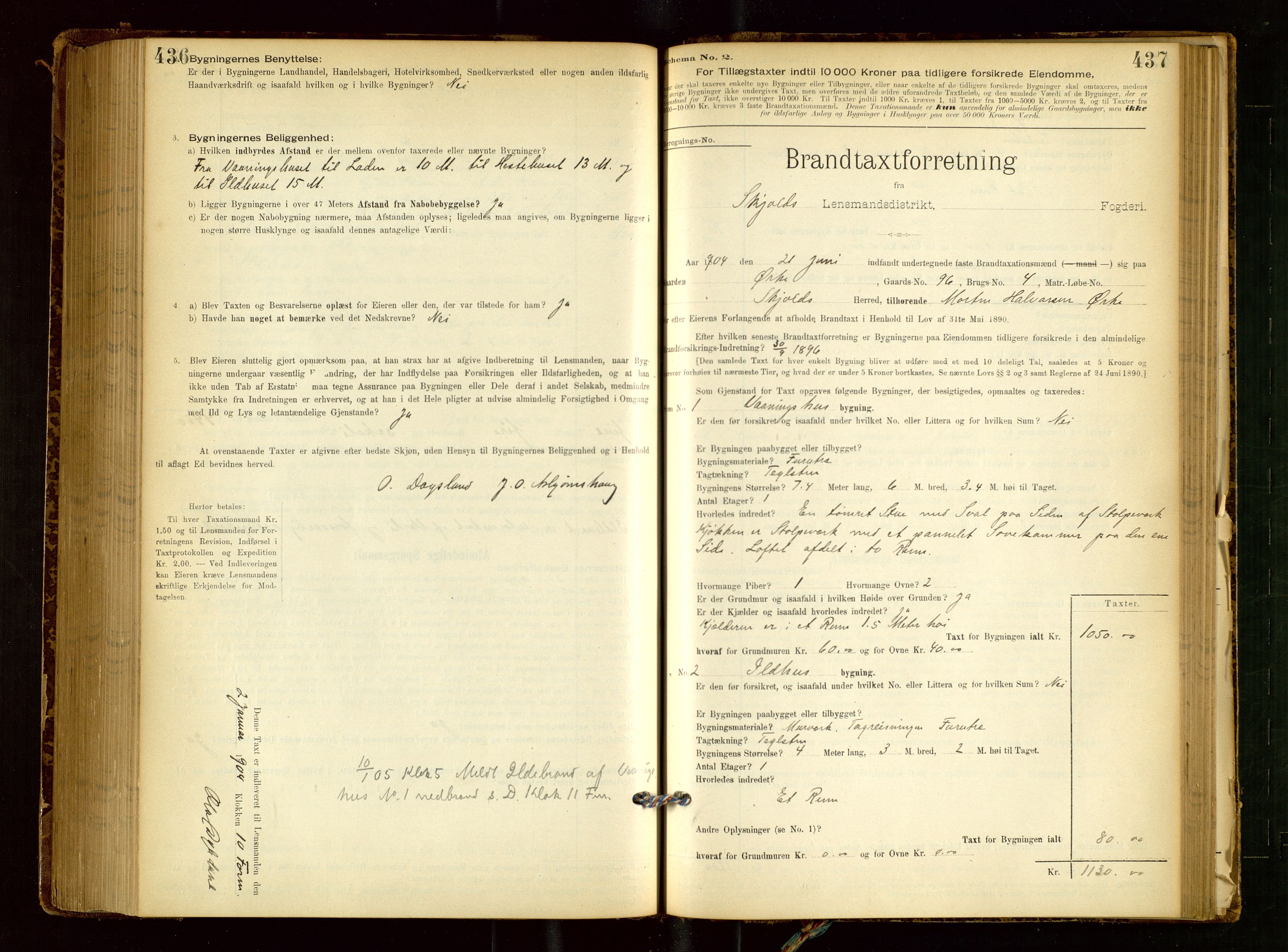 Skjold lensmannskontor, AV/SAST-A-100182/Gob/L0001: "Brandtaxationsprotokol for Skjold Lensmandsdistrikt Ryfylke Fogderi", 1894-1939, p. 436-437