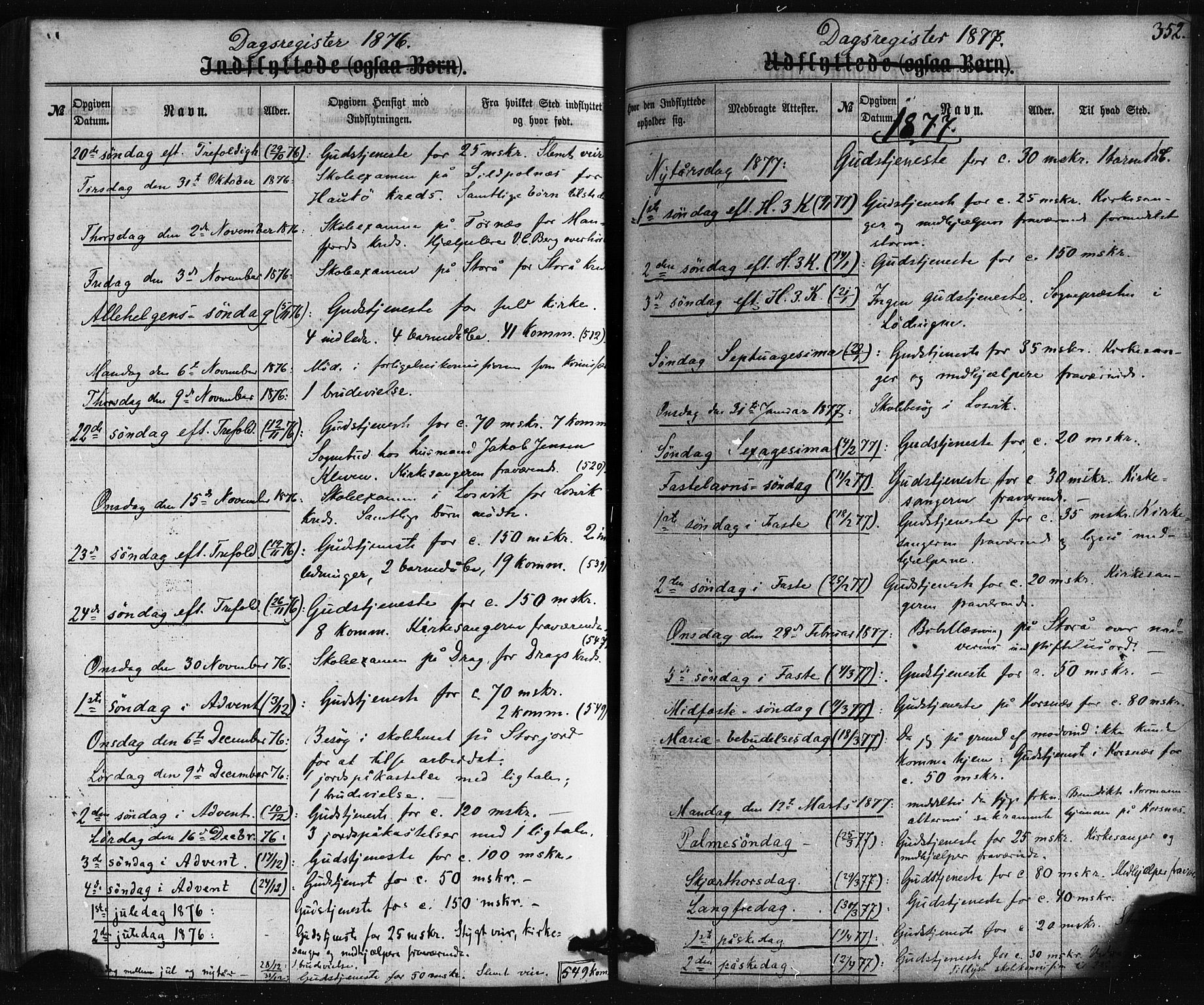 Ministerialprotokoller, klokkerbøker og fødselsregistre - Nordland, SAT/A-1459/861/L0867: Parish register (official) no. 861A02, 1864-1878, p. 352