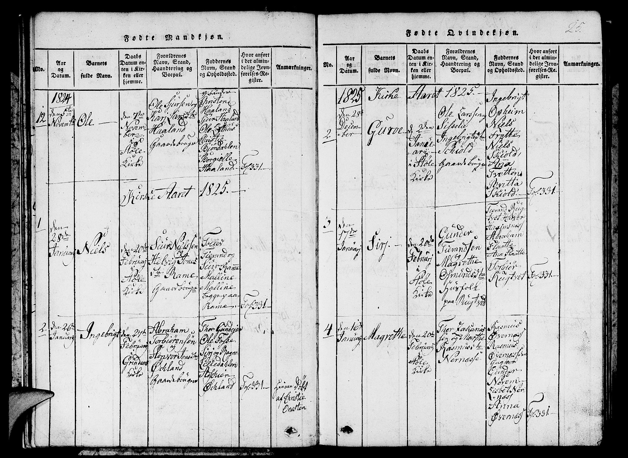 Etne sokneprestembete, SAB/A-75001/H/Hab: Parish register (copy) no. C 1, 1816-1841, p. 25