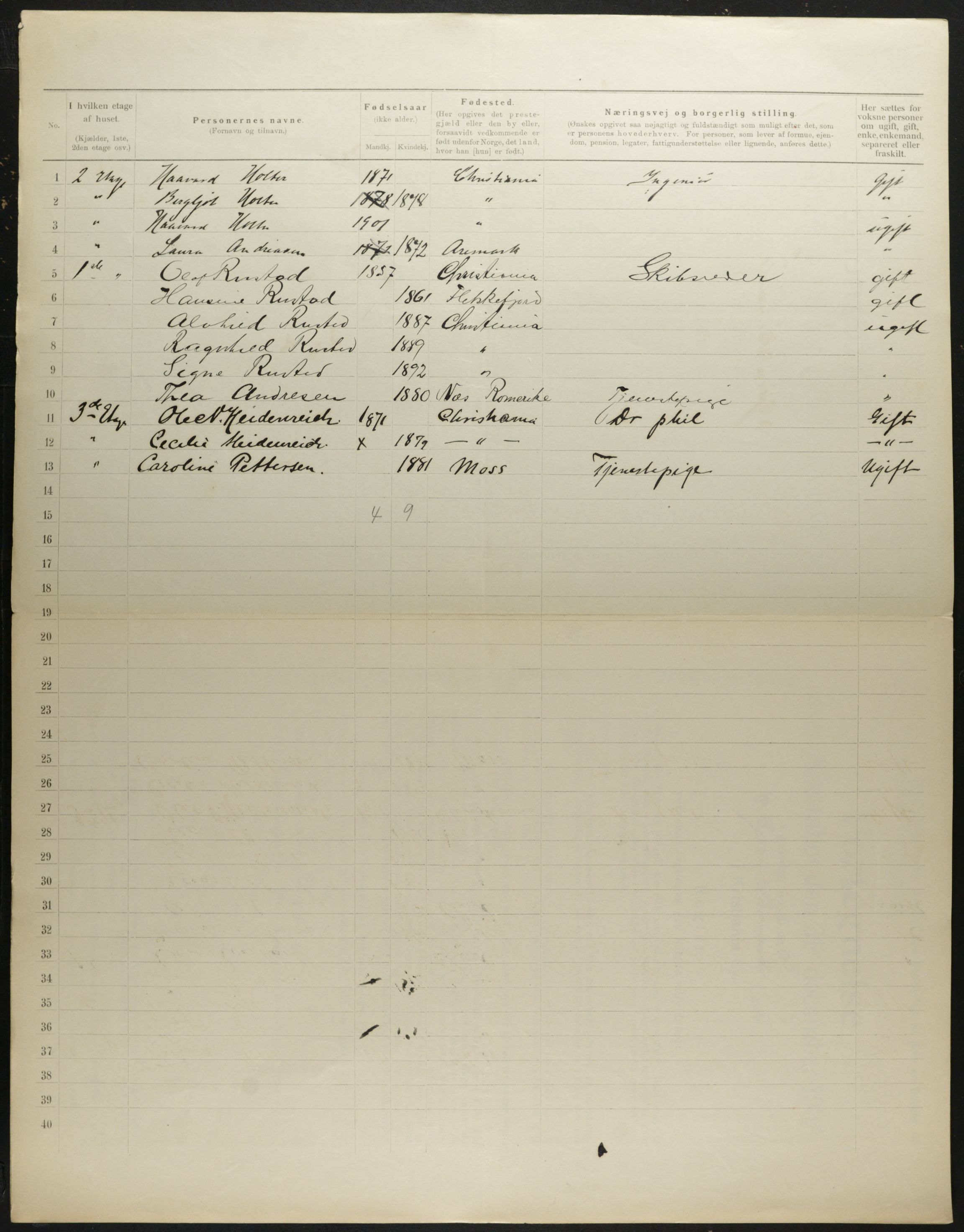 OBA, Municipal Census 1901 for Kristiania, 1901, p. 1098