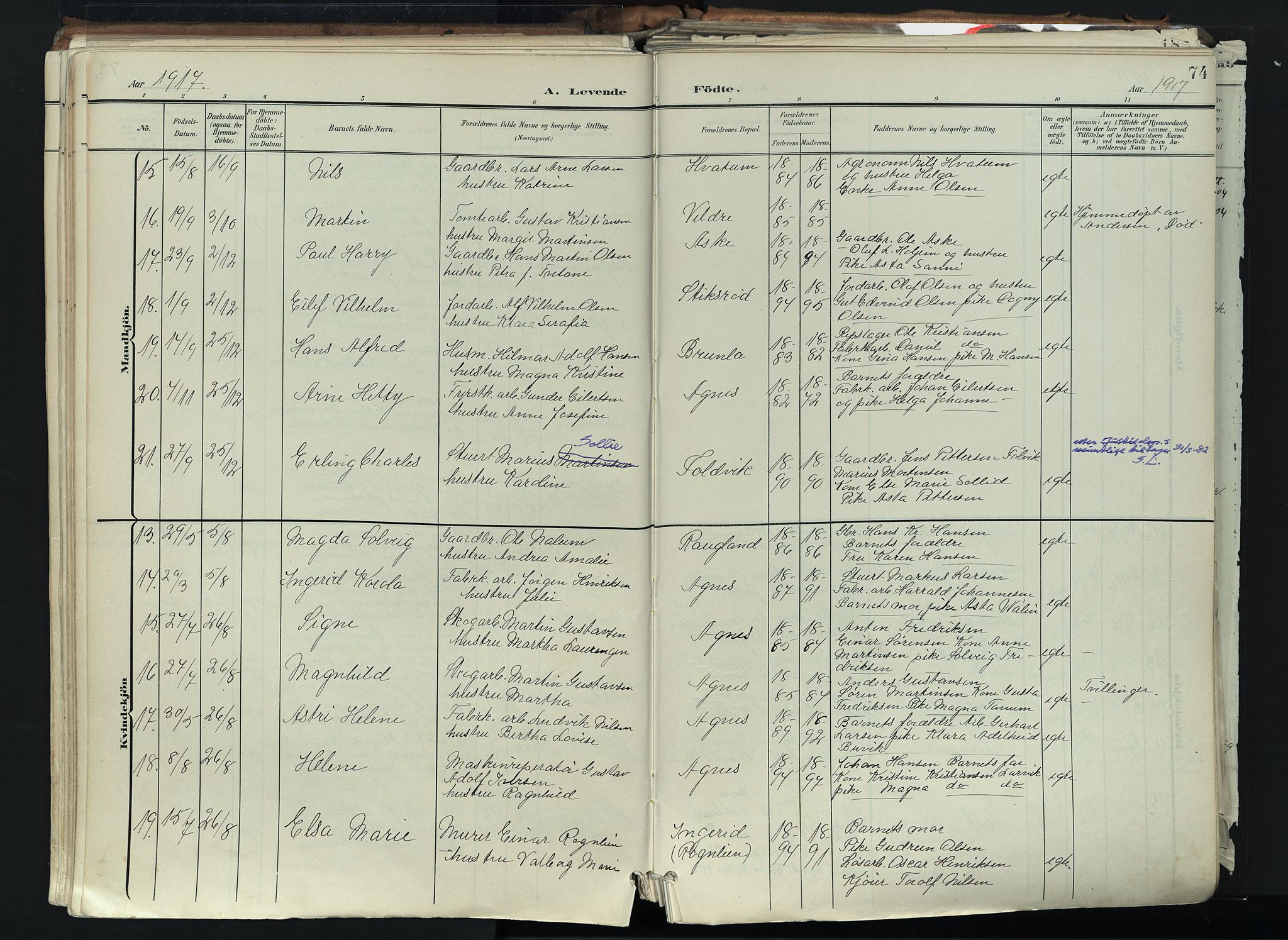 Brunlanes kirkebøker, AV/SAKO-A-342/F/Fc/L0003: Parish register (official) no. III 3, 1900-1922, p. 74