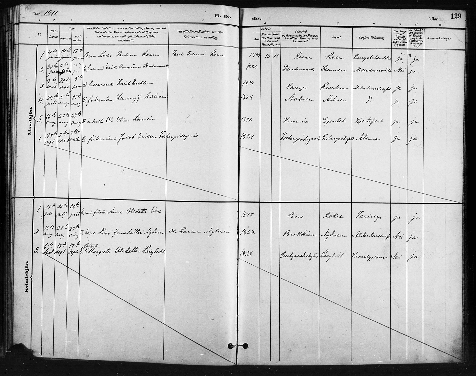 Skjåk prestekontor, SAH/PREST-072/H/Ha/Hab/L0004: Parish register (copy) no. 4, 1895-1921, p. 129