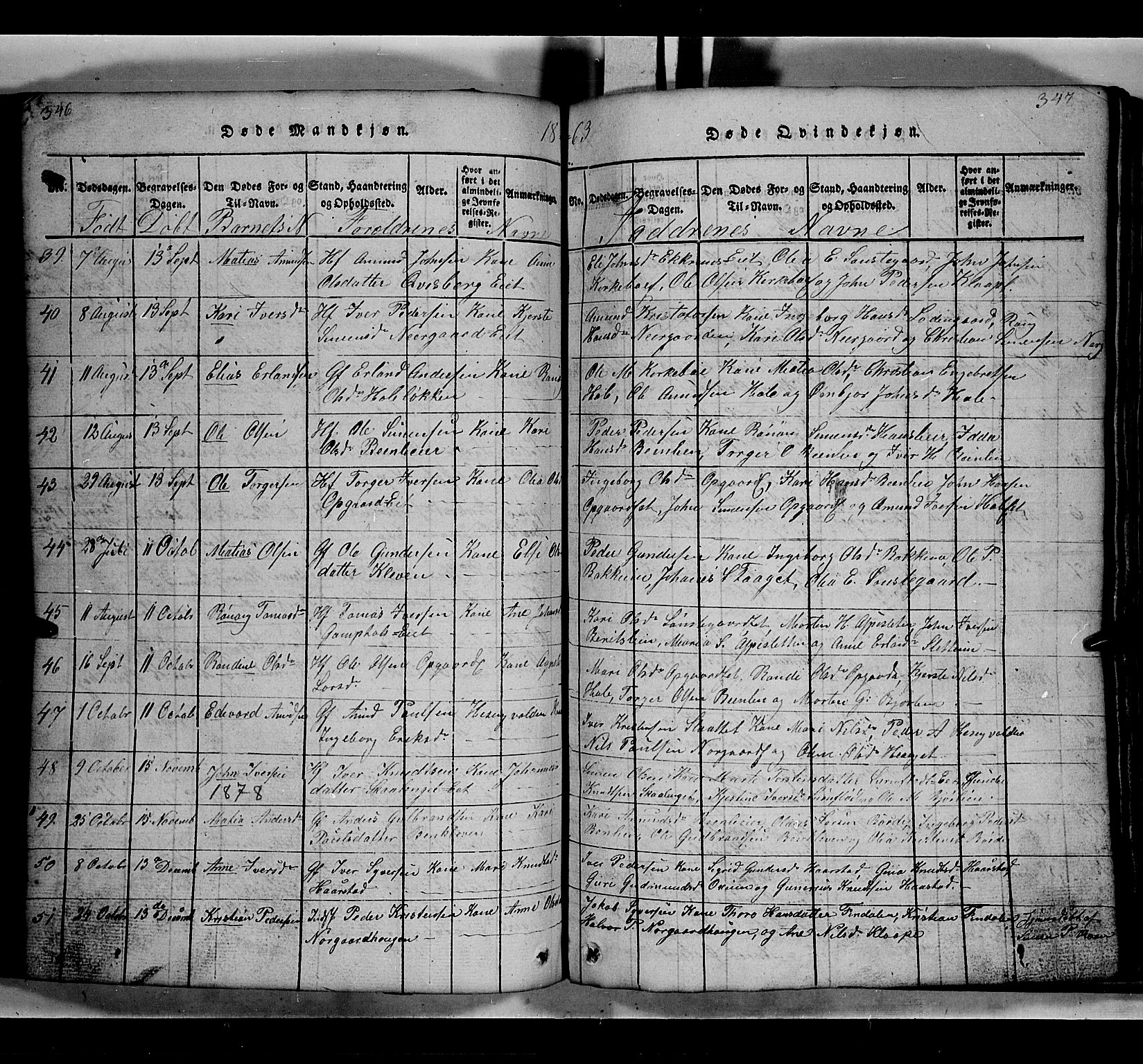Gausdal prestekontor, SAH/PREST-090/H/Ha/Hab/L0002: Parish register (copy) no. 2, 1818-1874, p. 346-347