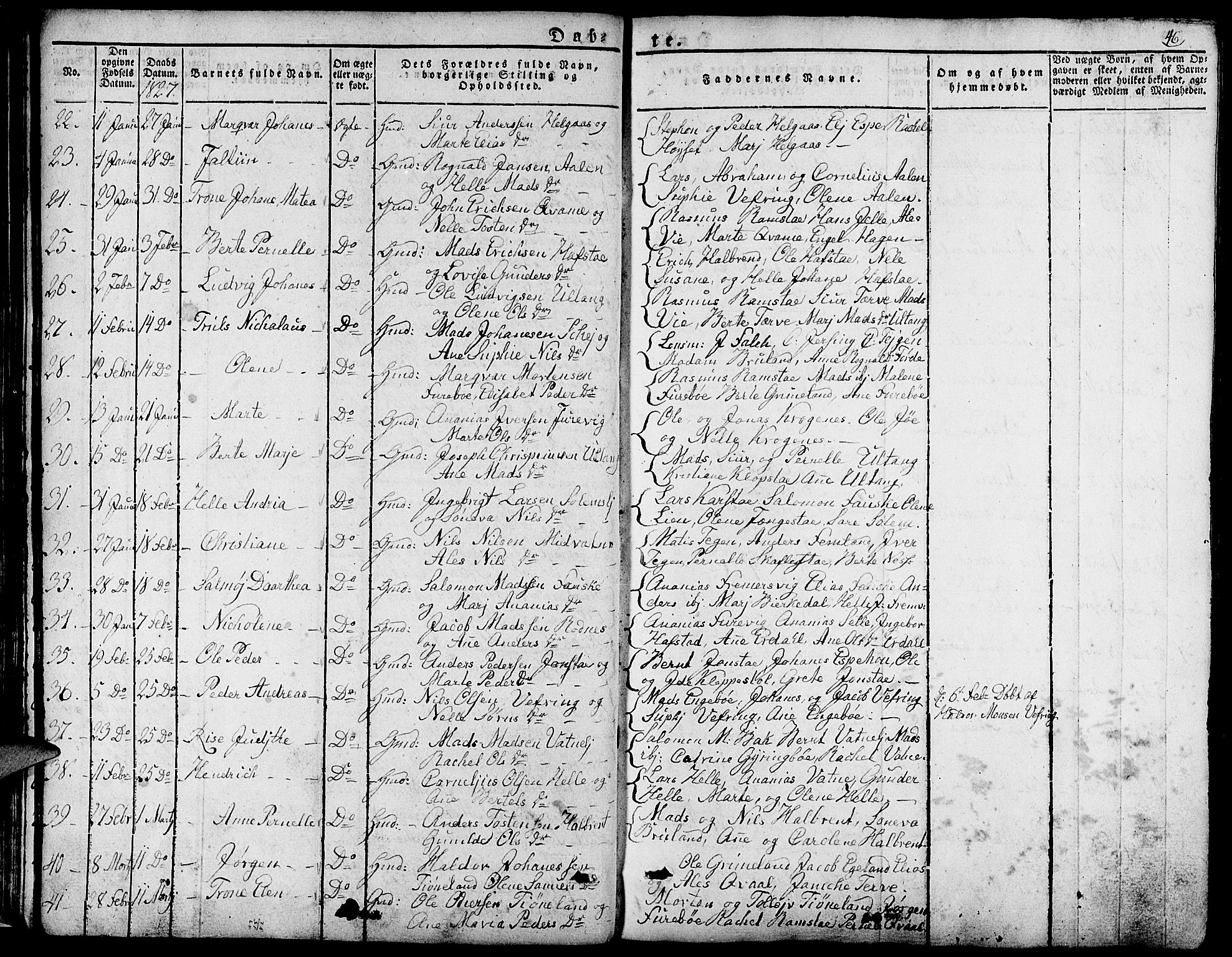 Førde sokneprestembete, AV/SAB-A-79901/H/Haa/Haaa/L0006: Parish register (official) no. A 6, 1821-1842, p. 46