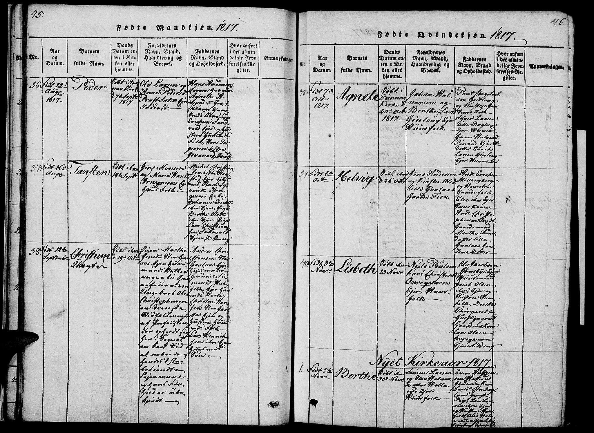 Vang prestekontor, Hedmark, AV/SAH-PREST-008/H/Ha/Haa/L0008: Parish register (official) no. 8, 1815-1826, p. 45-46