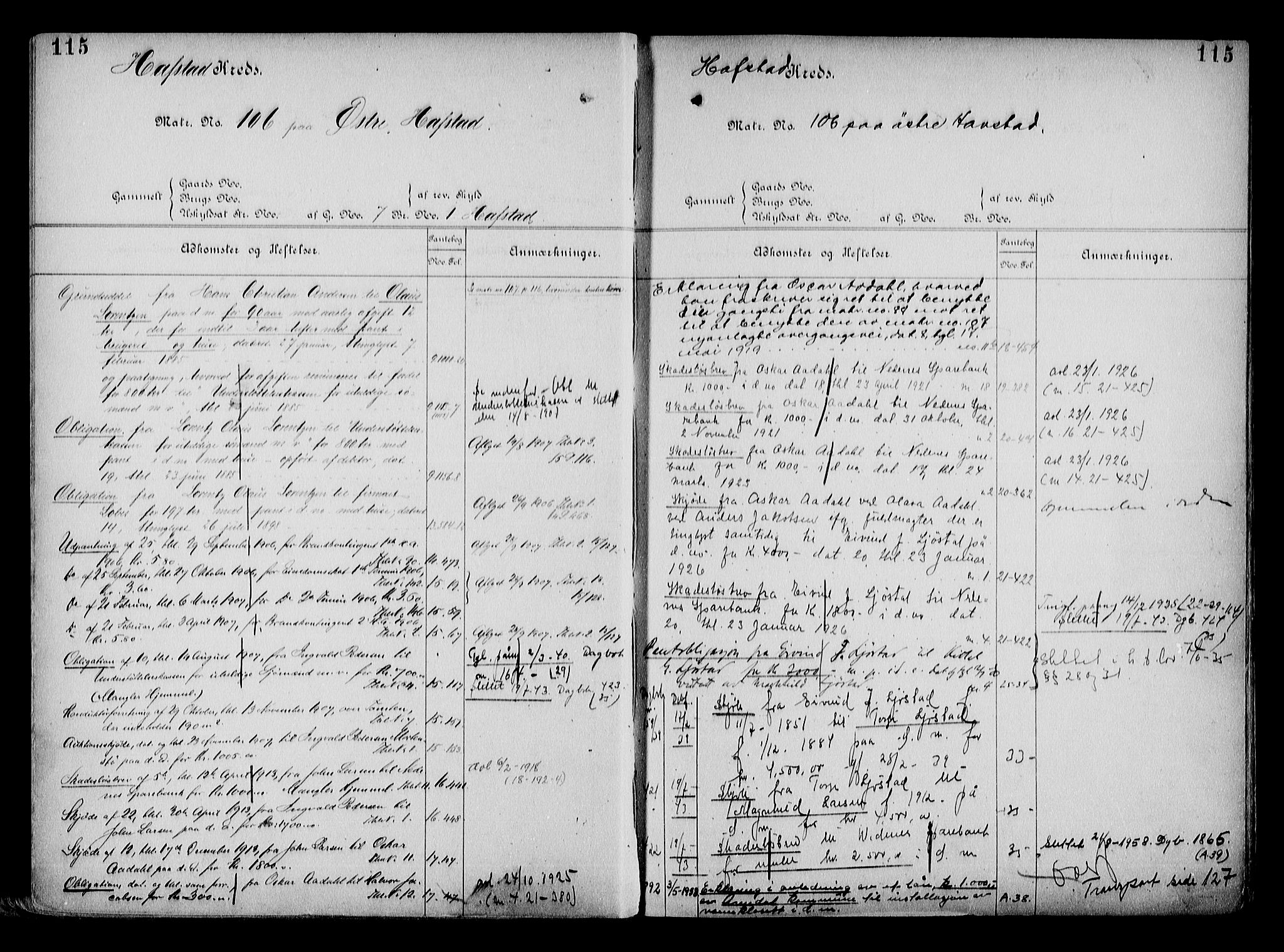Arendal byfogd, AV/SAK-1222-0001/G/Ga/L0015: Mortgage register no. 13, 1860-1960, p. 115