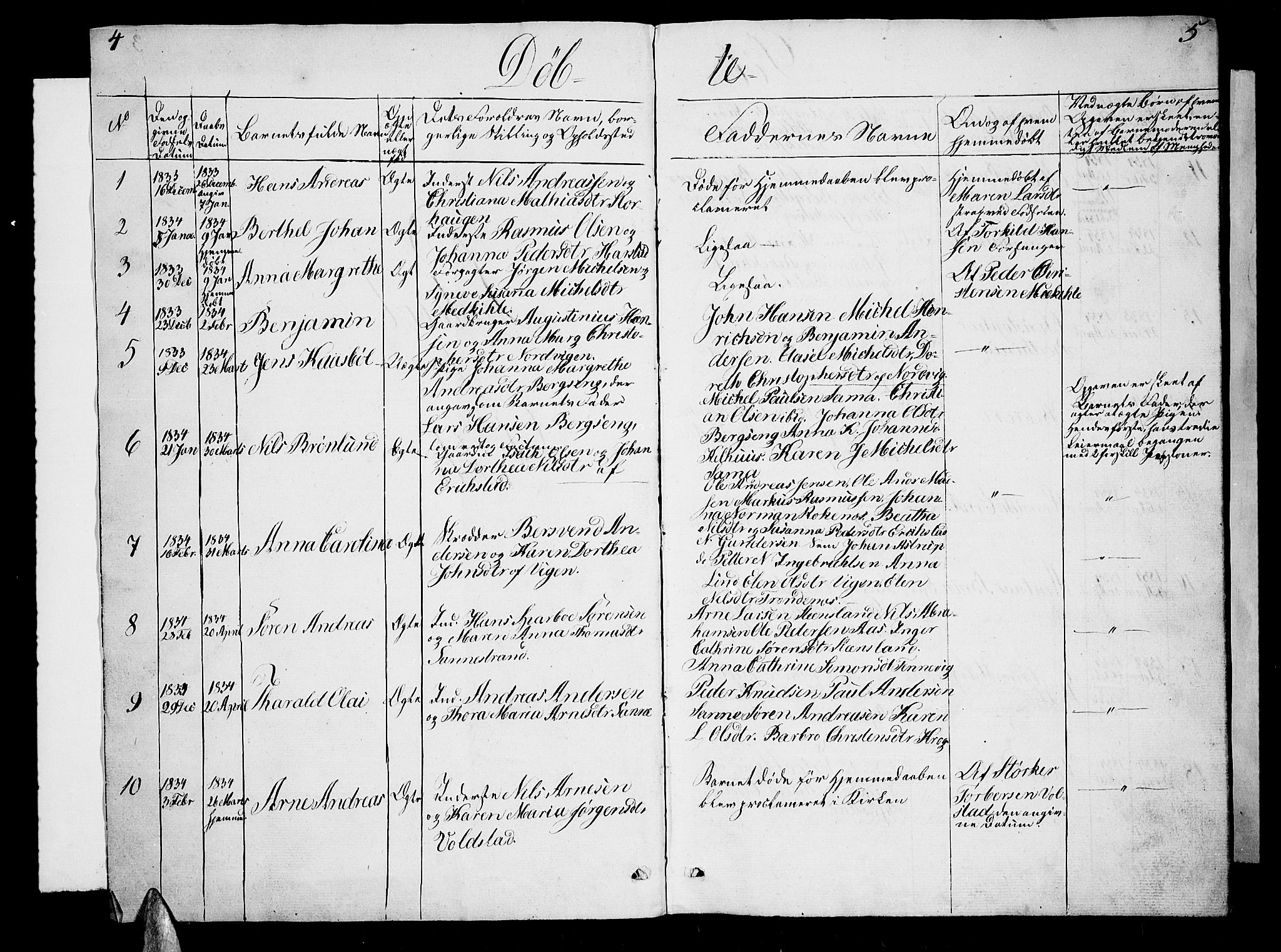 Trondenes sokneprestkontor, AV/SATØ-S-1319/H/Hb/L0005klokker: Parish register (copy) no. 5, 1834-1845, p. 4-5