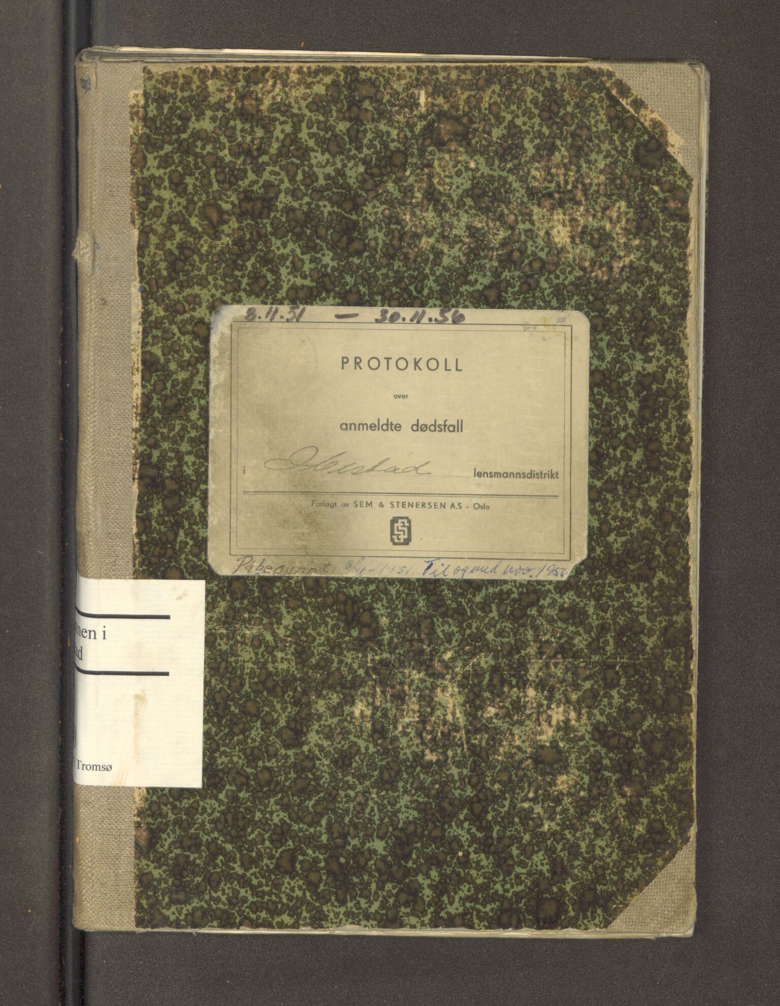 Ibestad lensmannskontor, AV/SATØ-S-1499/F/Fm/Fma/L0148: Dødsfallsprotokoll for Ibestad lensmannsdistrikt, 1951-1956