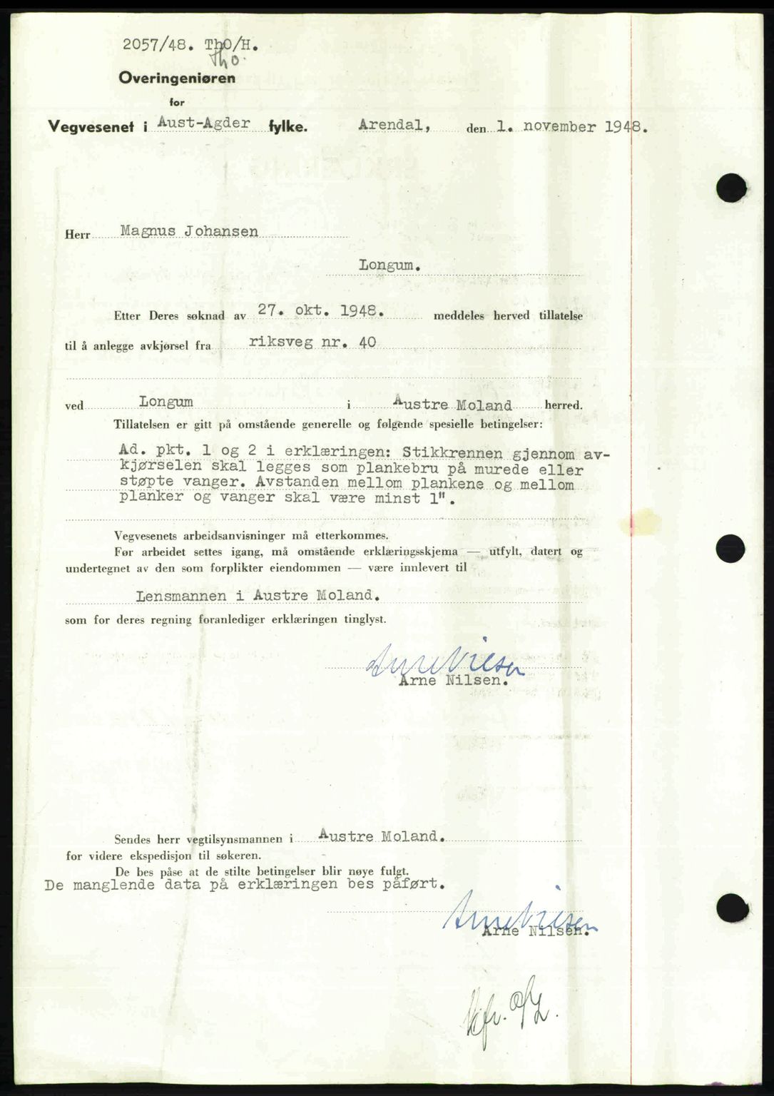 Nedenes sorenskriveri, SAK/1221-0006/G/Gb/Gba/L0059: Mortgage book no. A11, 1948-1948, Diary no: : 1624/1948