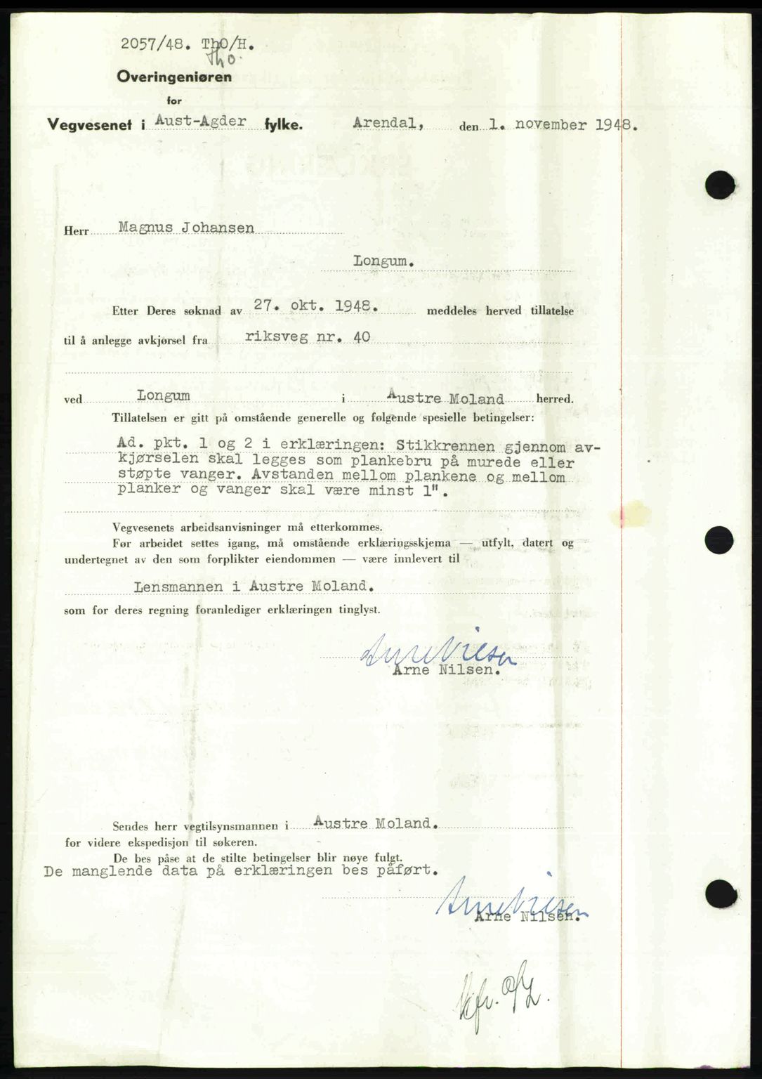 Nedenes sorenskriveri, AV/SAK-1221-0006/G/Gb/Gba/L0059: Mortgage book no. A11, 1948-1948, Diary no: : 1624/1948