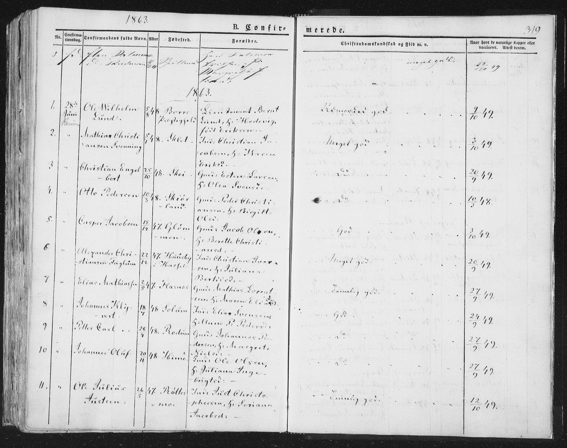 Ministerialprotokoller, klokkerbøker og fødselsregistre - Nord-Trøndelag, SAT/A-1458/764/L0551: Parish register (official) no. 764A07a, 1824-1864, p. 319