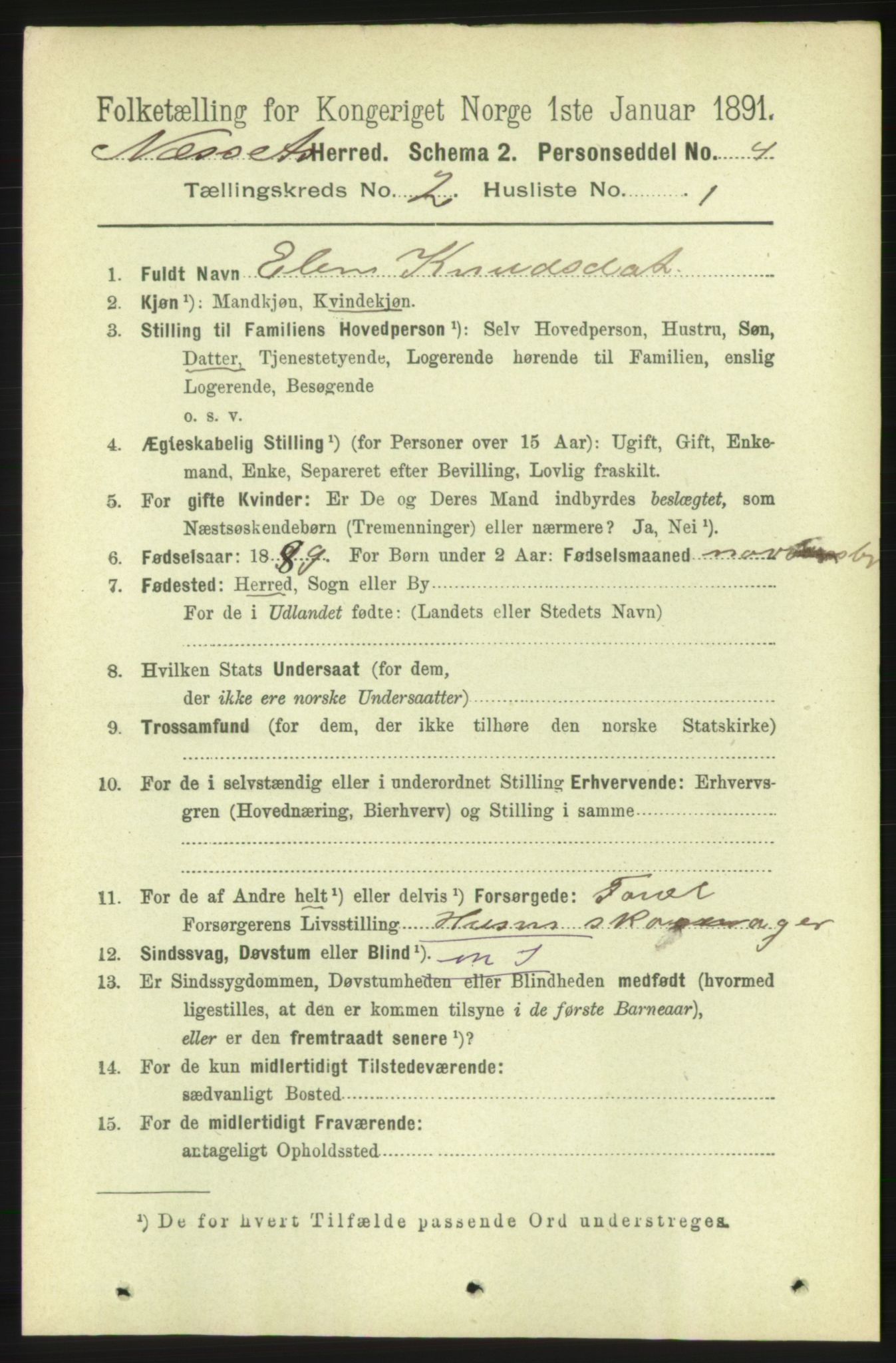 RA, 1891 census for 1543 Nesset, 1891, p. 636