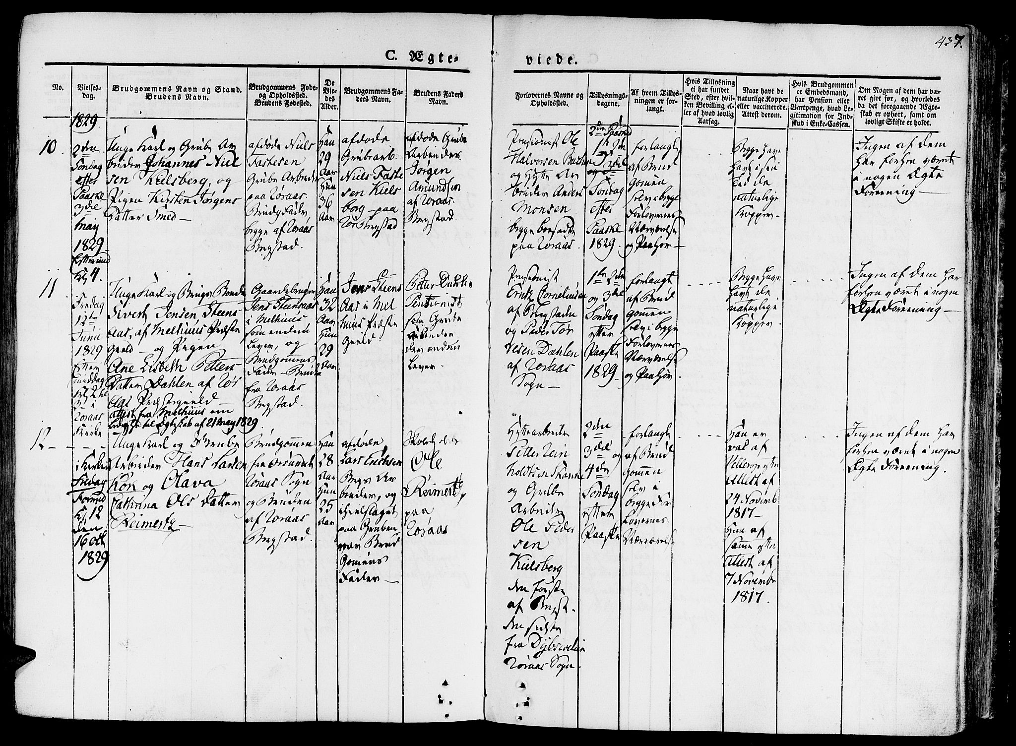 Ministerialprotokoller, klokkerbøker og fødselsregistre - Sør-Trøndelag, AV/SAT-A-1456/681/L0930: Parish register (official) no. 681A08, 1829-1844, p. 437