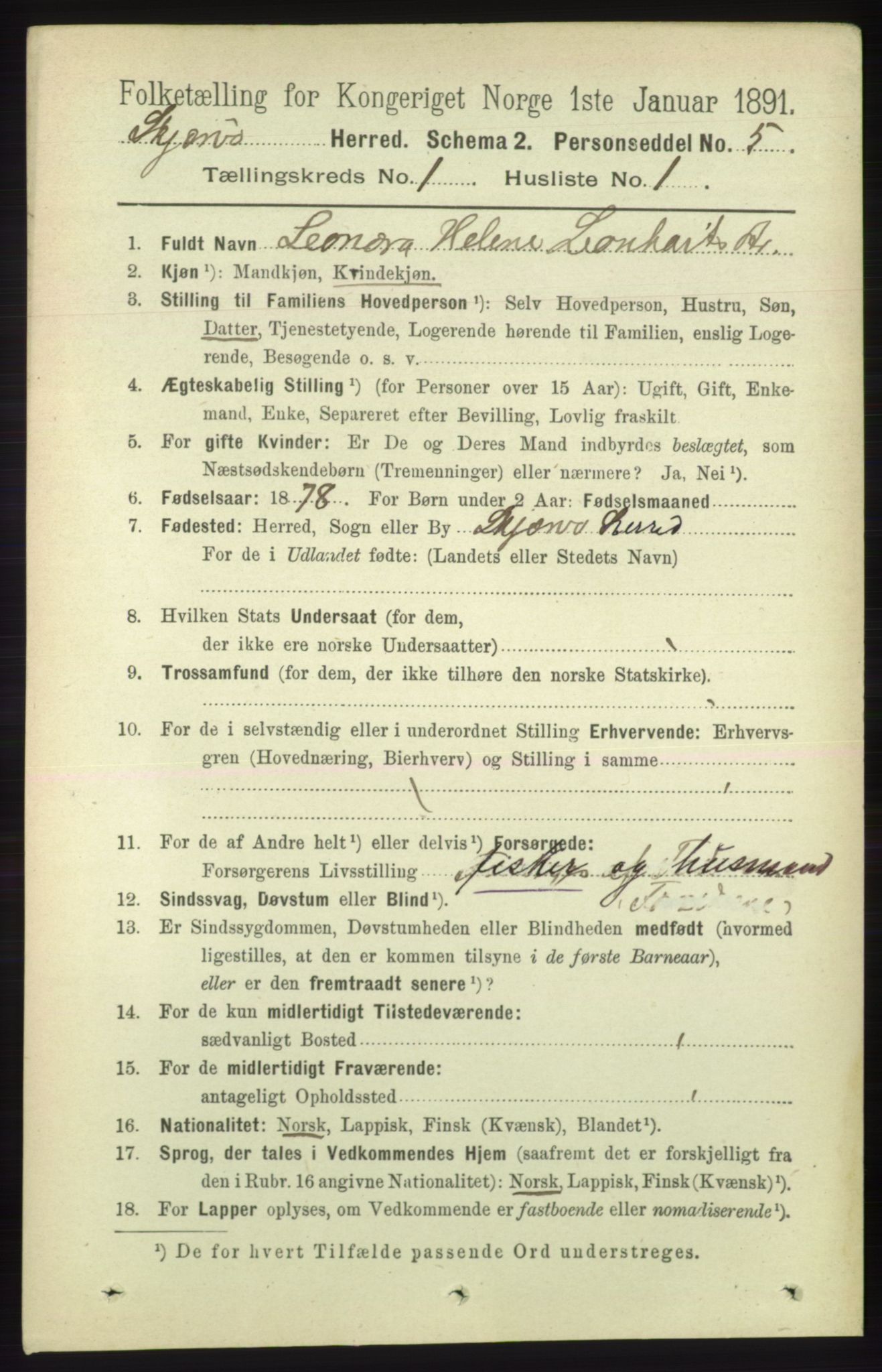 RA, 1891 census for 1941 Skjervøy, 1891, p. 129