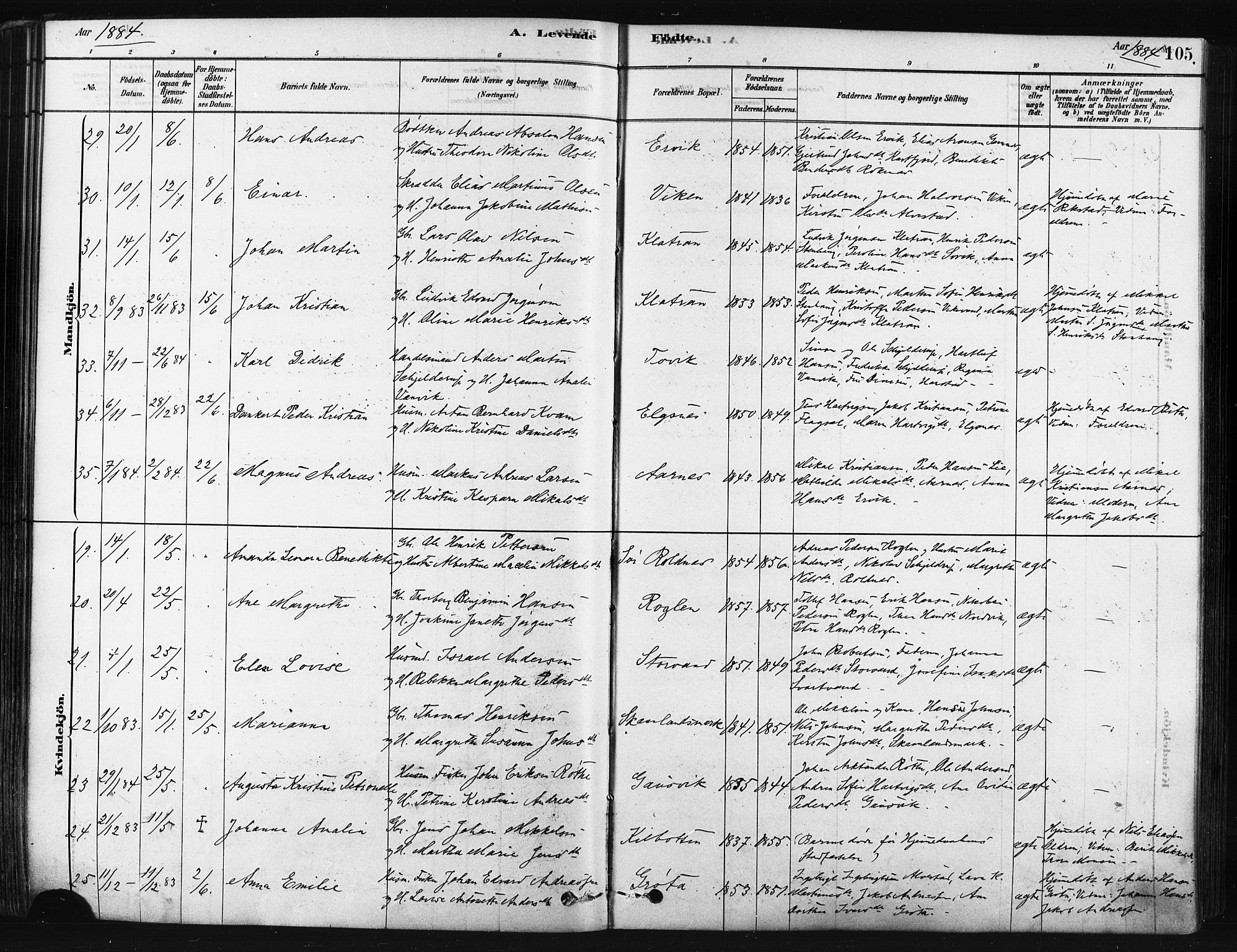 Trondenes sokneprestkontor, SATØ/S-1319/H/Ha/L0014kirke: Parish register (official) no. 14, 1878-1889, p. 105