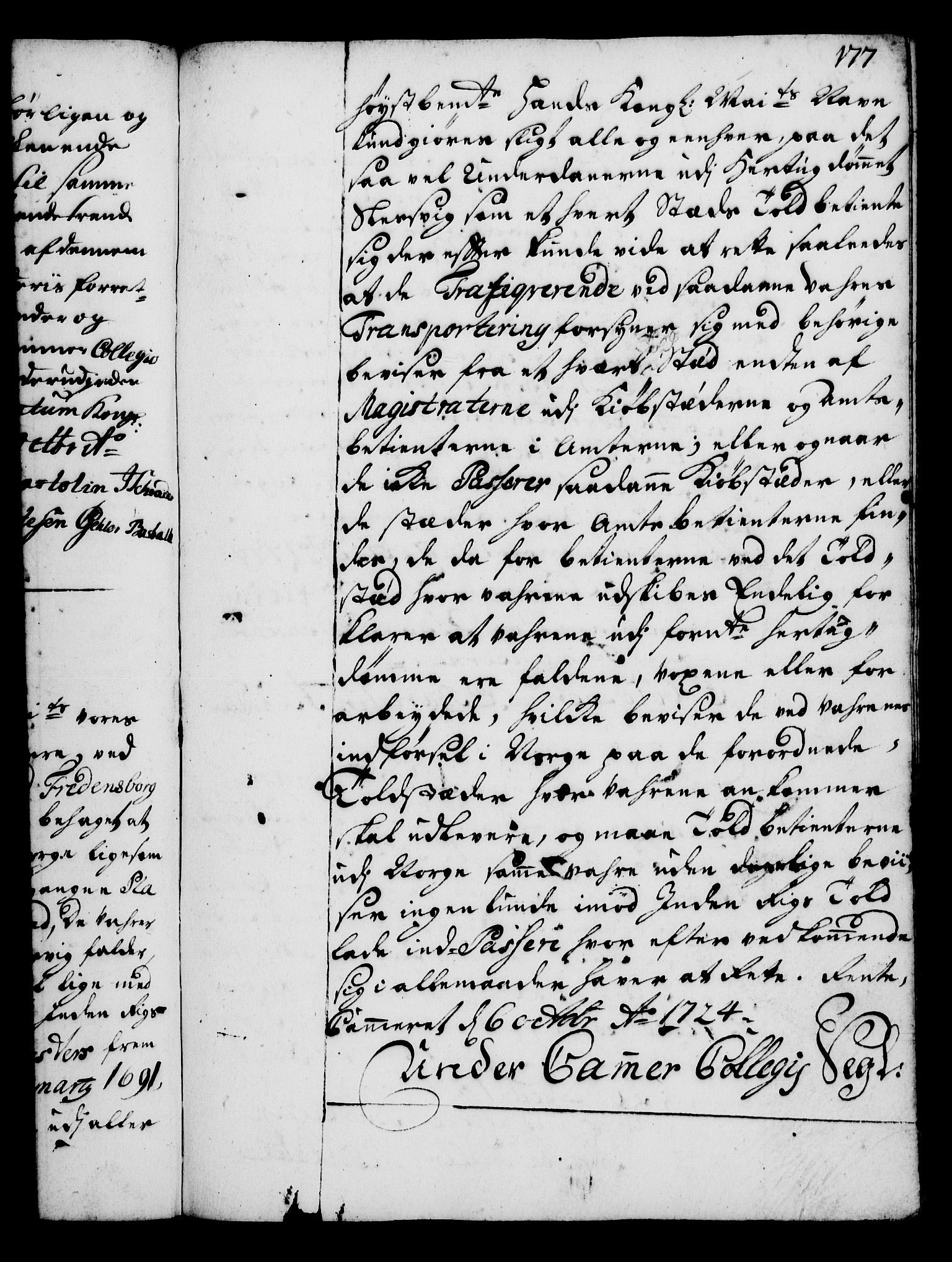 Rentekammeret, Kammerkanselliet, RA/EA-3111/G/Gg/Gga/L0002: Norsk ekspedisjonsprotokoll med register (merket RK 53.2), 1723-1727, p. 177