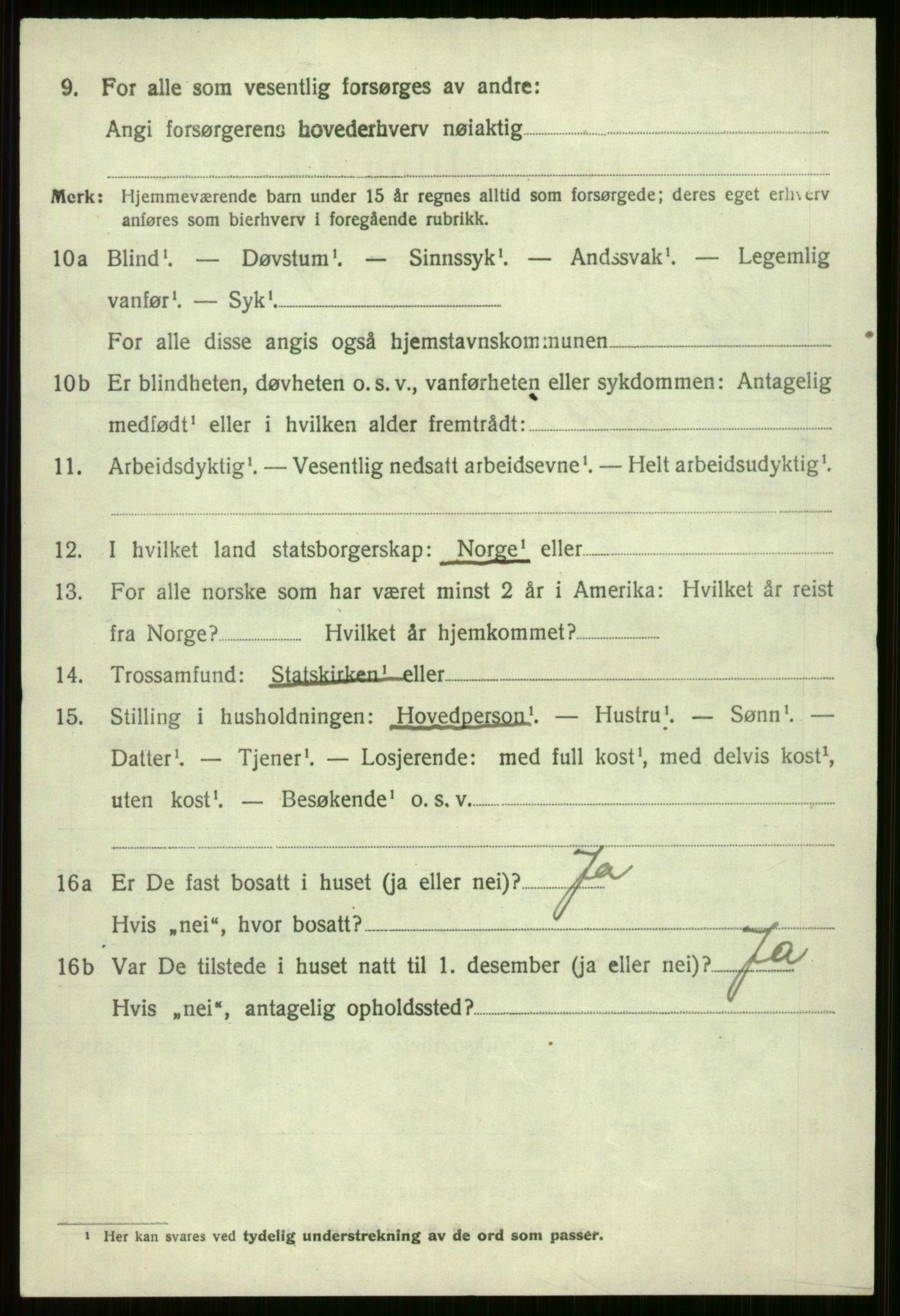 SAB, 1920 census for Voss, 1920, p. 12494