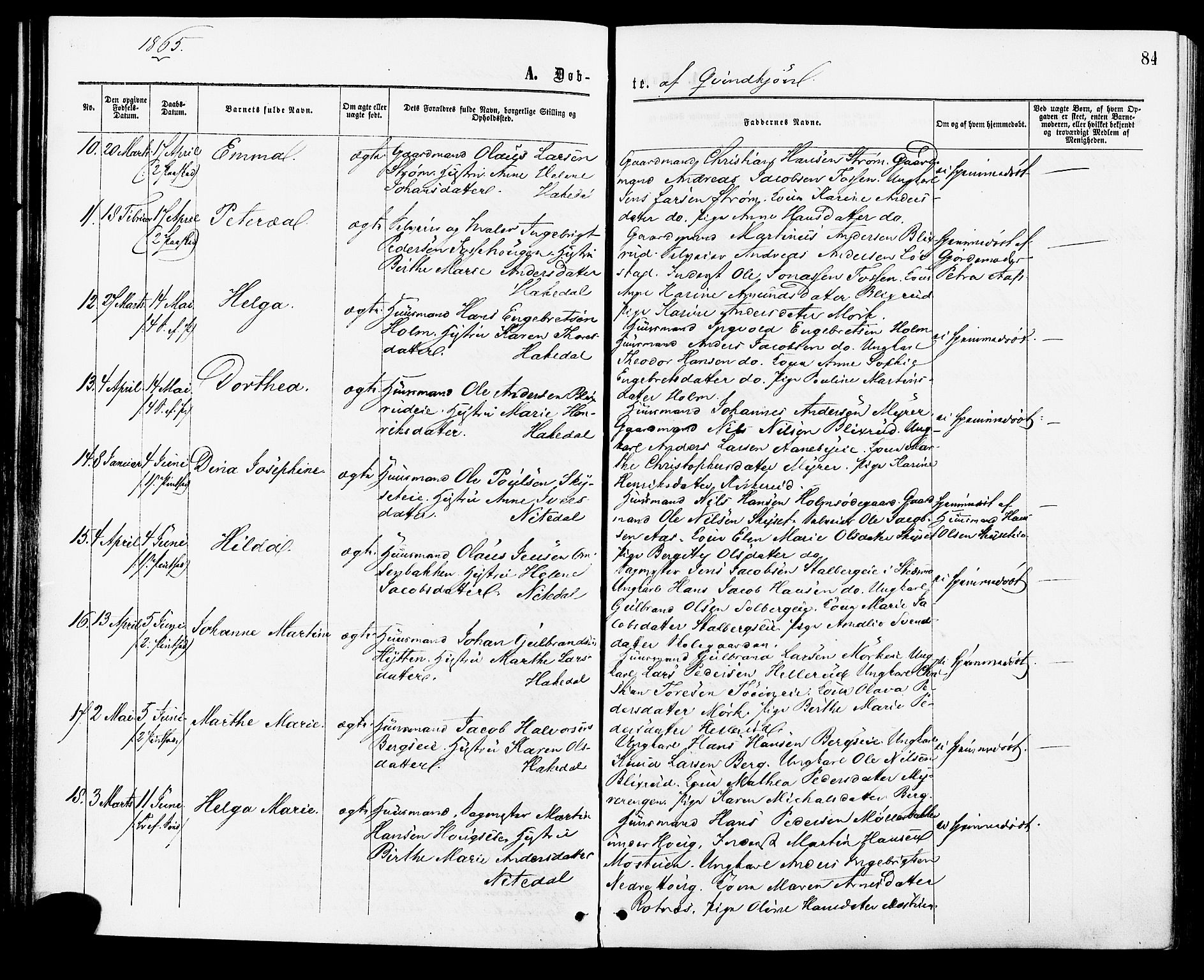 Nittedal prestekontor Kirkebøker, AV/SAO-A-10365a/F/Fa/L0006: Parish register (official) no. I 6, 1863-1878, p. 84