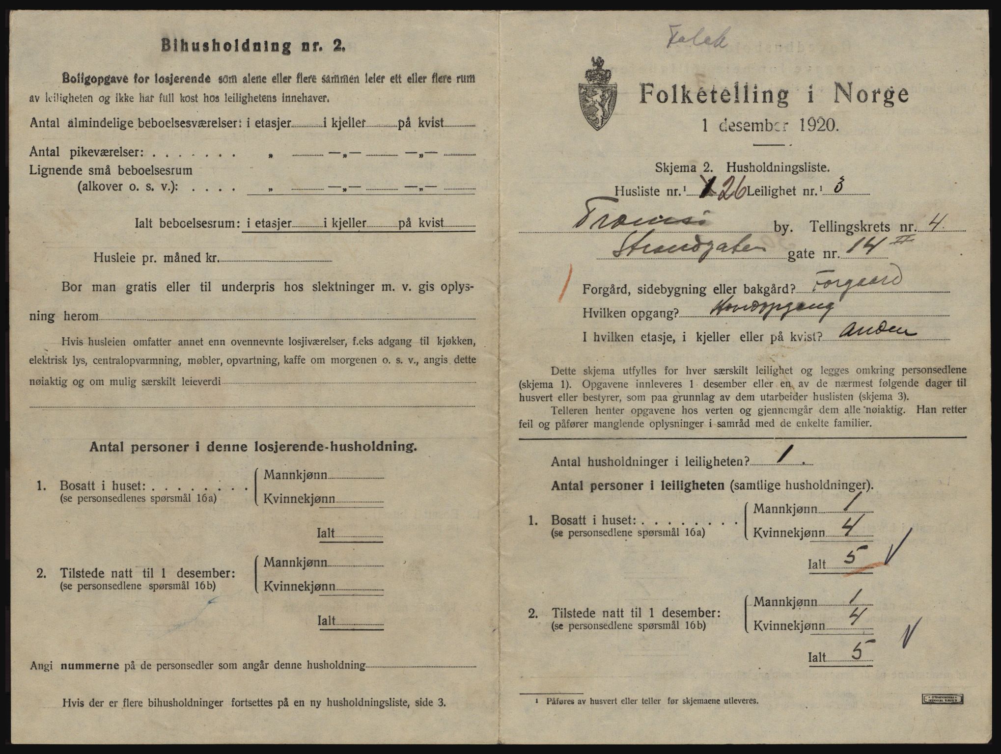 SATØ, 1920 census for Tromsø, 1920, p. 4109