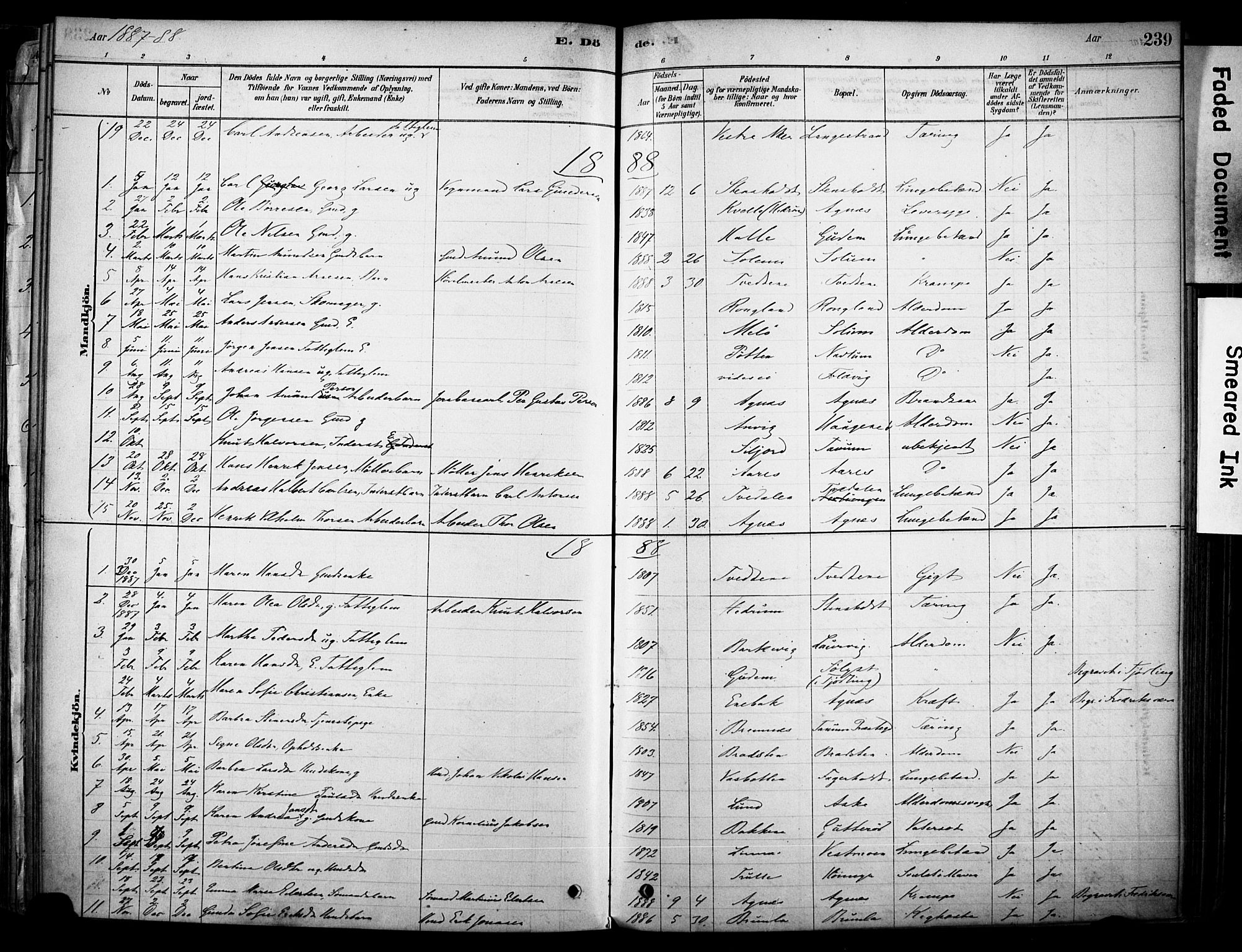 Brunlanes kirkebøker, AV/SAKO-A-342/F/Fc/L0001: Parish register (official) no. III 1, 1878-1899, p. 239