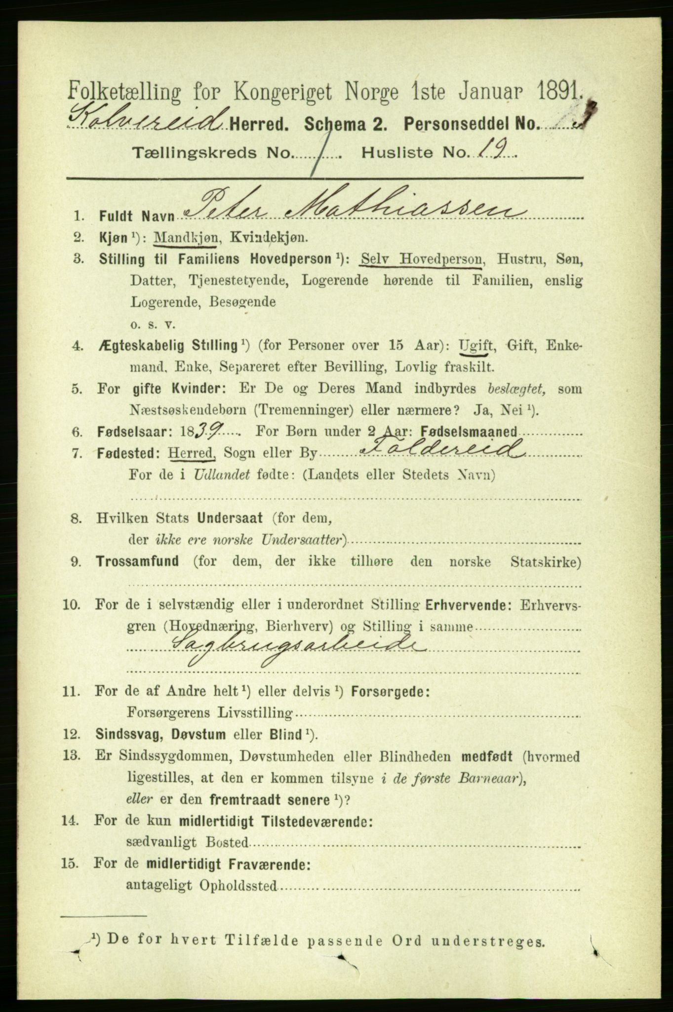 RA, 1891 census for 1752 Kolvereid, 1891, p. 221