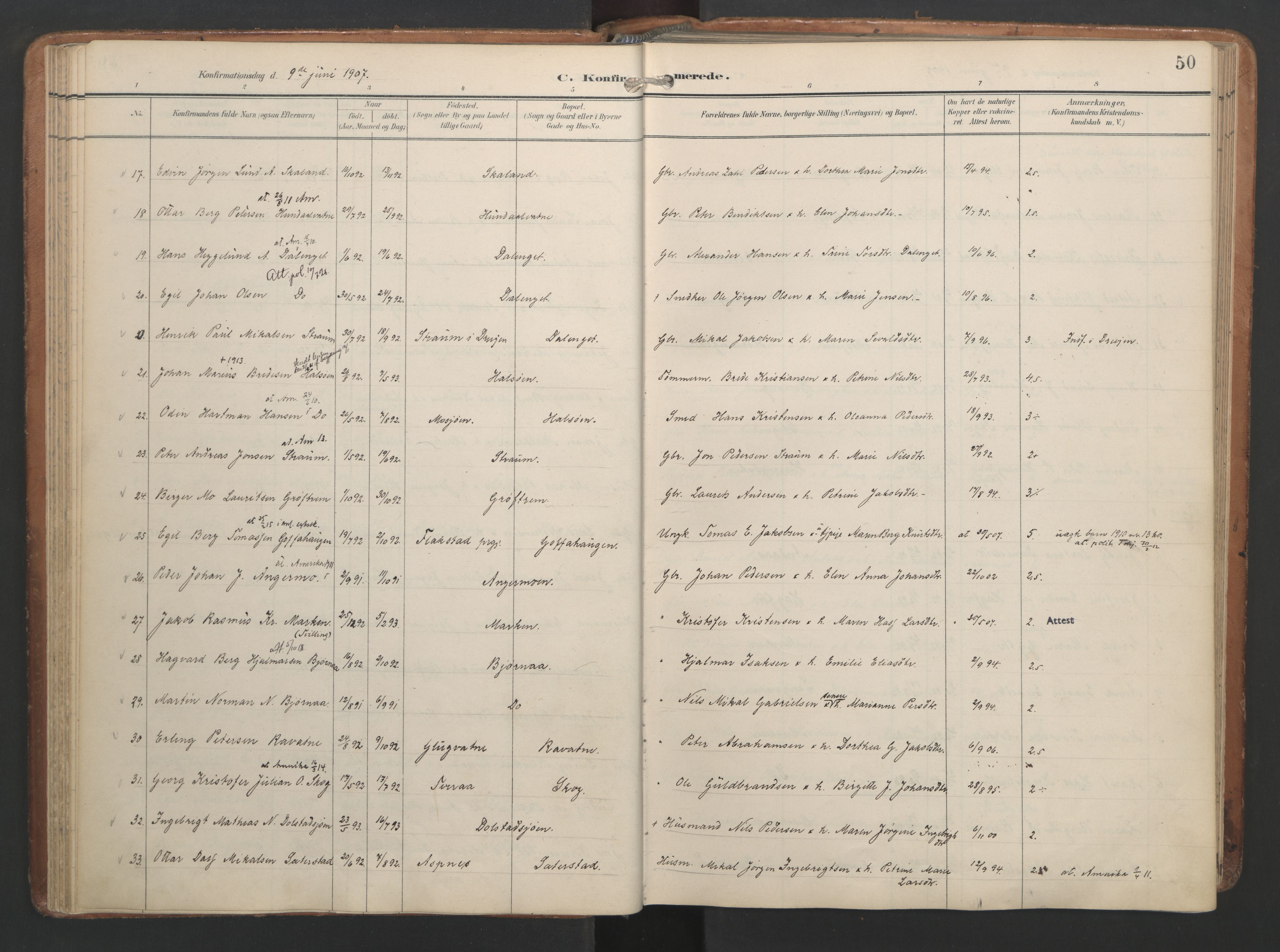 Ministerialprotokoller, klokkerbøker og fødselsregistre - Nordland, AV/SAT-A-1459/820/L0298: Parish register (official) no. 820A19, 1897-1915, p. 50