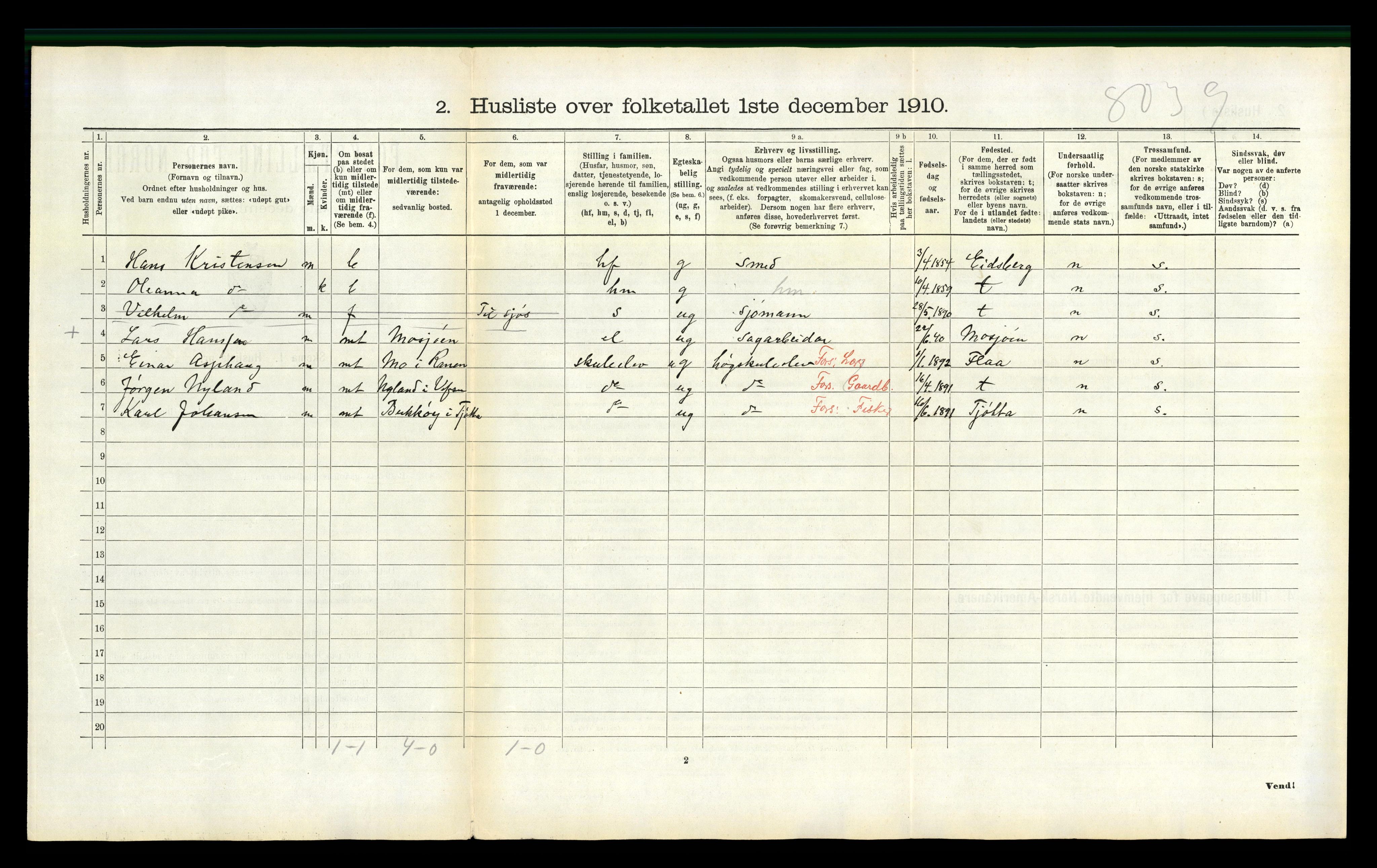 RA, 1910 census for Vefsn, 1910, p. 763