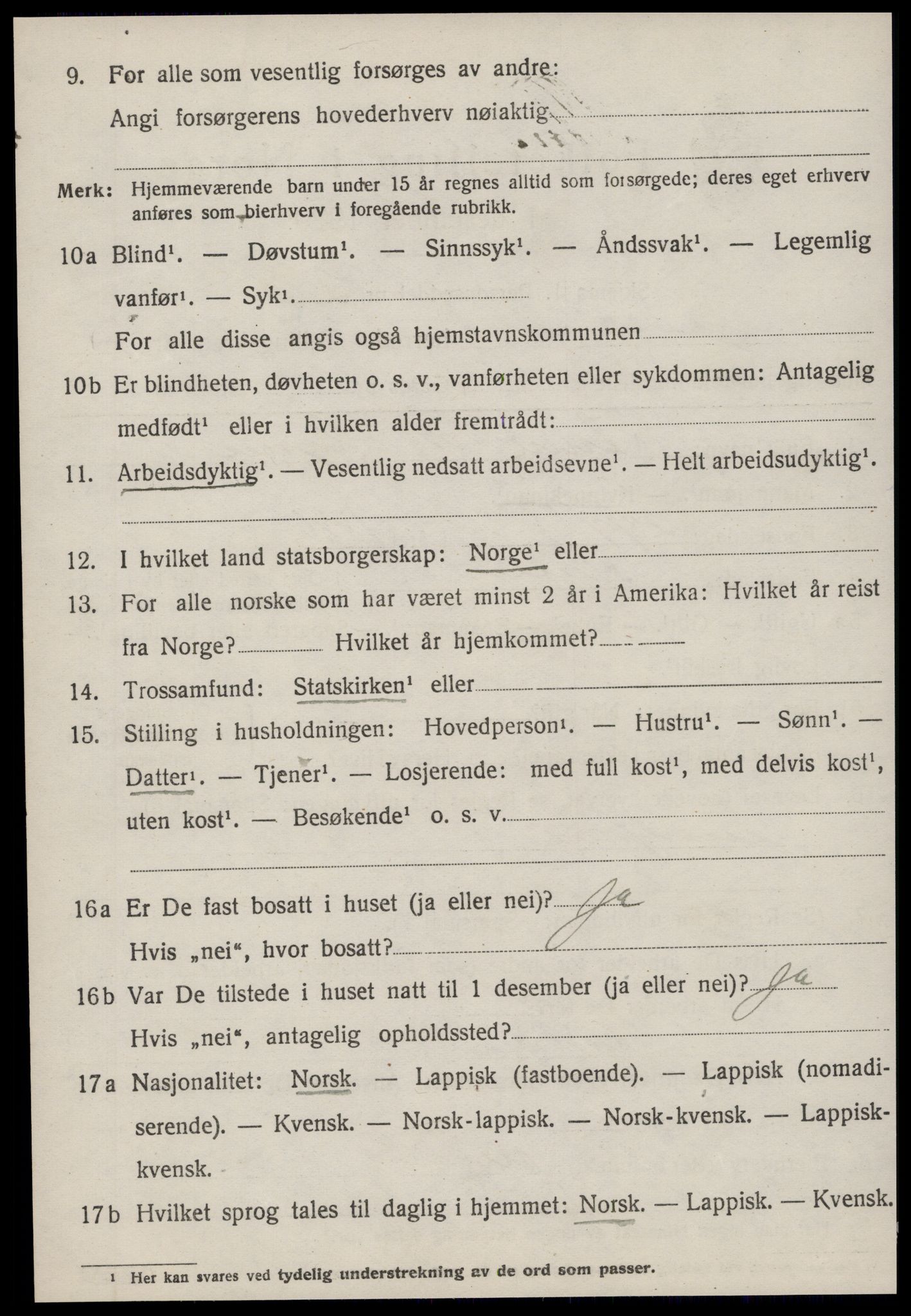 SAT, 1920 census for Hemne, 1920, p. 3999