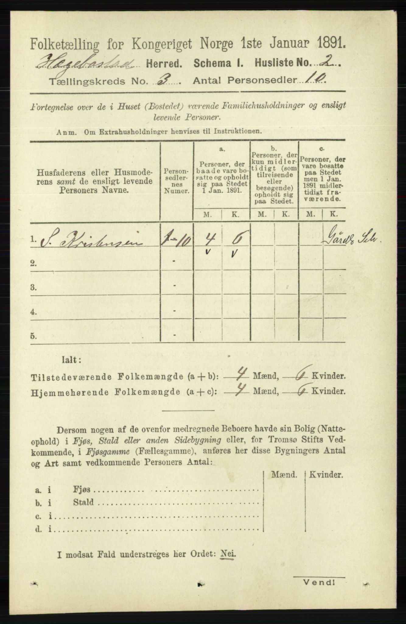 RA, 1891 census for 1034 Hægebostad, 1891, p. 817