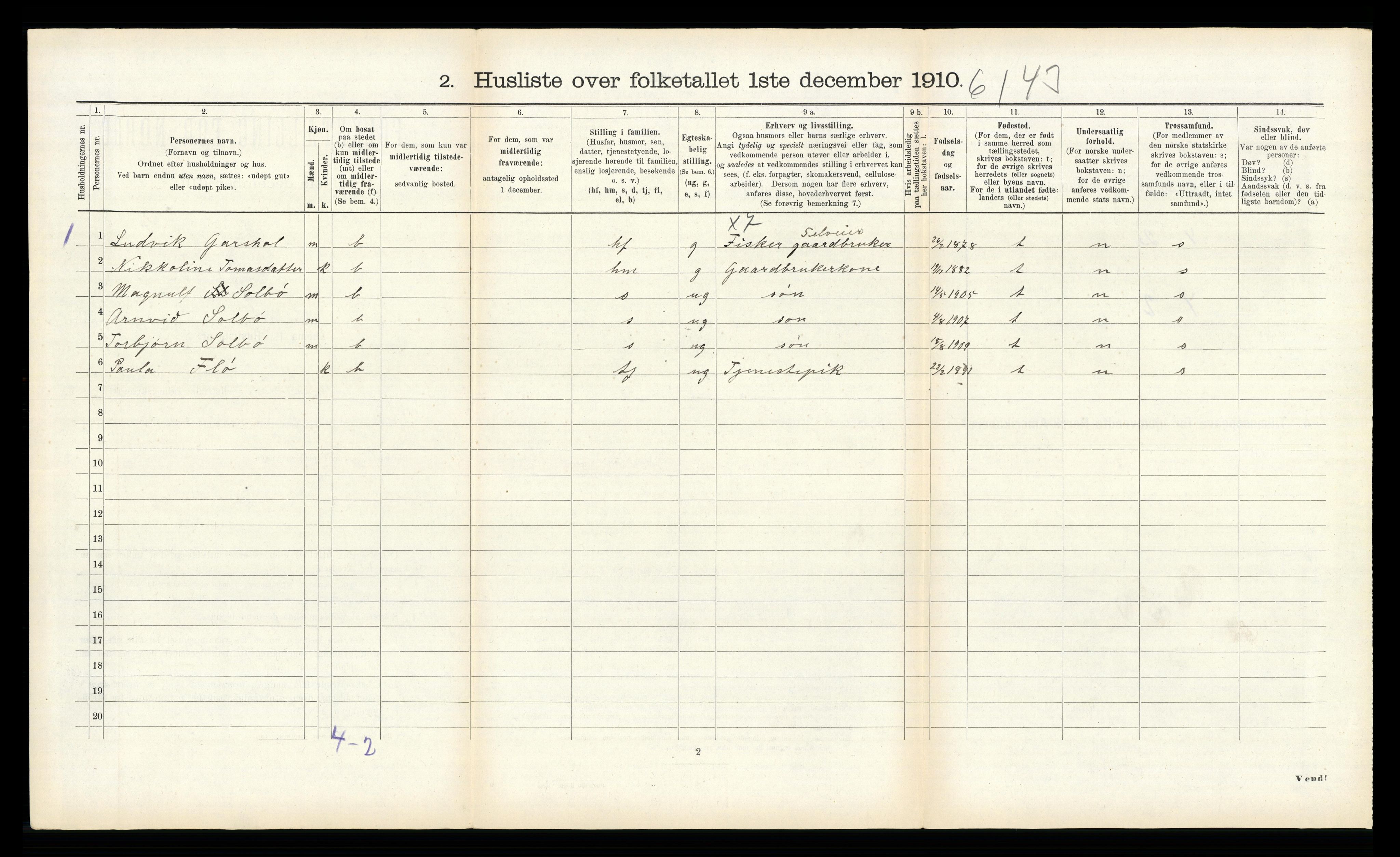 RA, 1910 census for Ulstein, 1910, p. 441